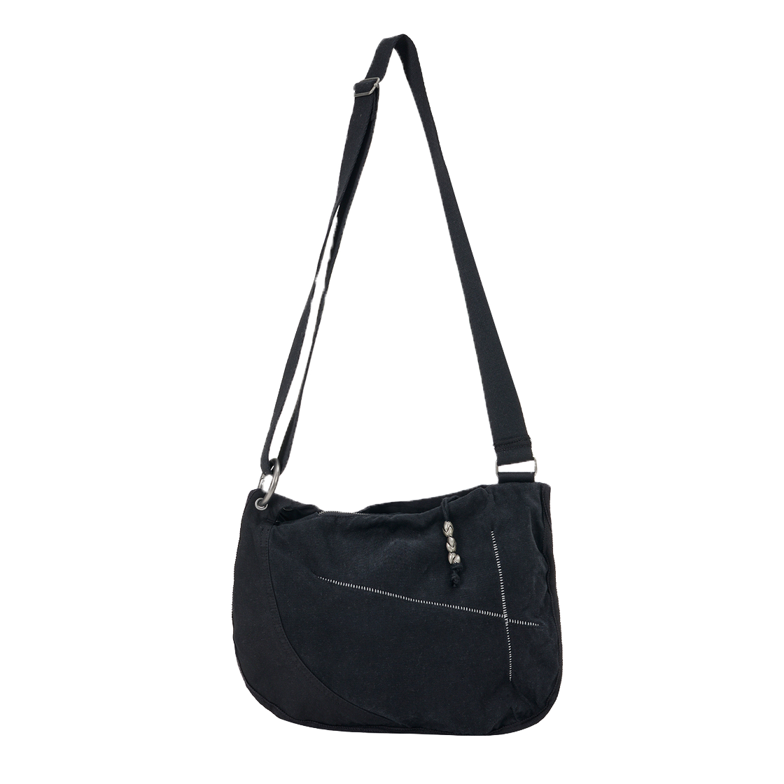 23FWACC04BK Cost per Kilo Cotton Overlock Stitch Cross Bag Black