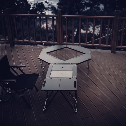 Snow Peak Takibi My Table Black, Snow Peak Titanium Double Mug 450(R) 착용 스타일 - 3