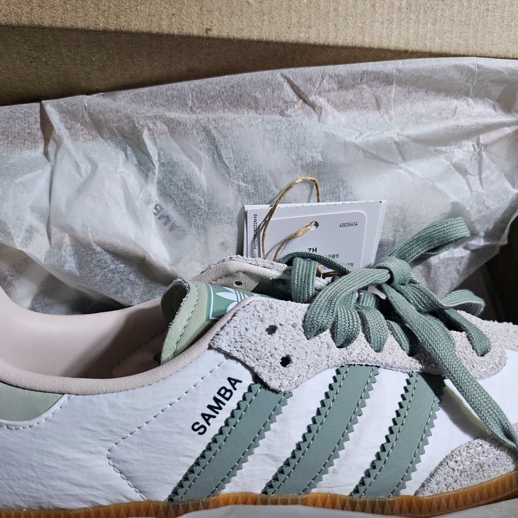 (W) Adidas Samba OG Cloud White Silver Green, Polyteru Human Index Human Regular 1/2 T-Shirt Dyed Gray 착용 스타일 - 1