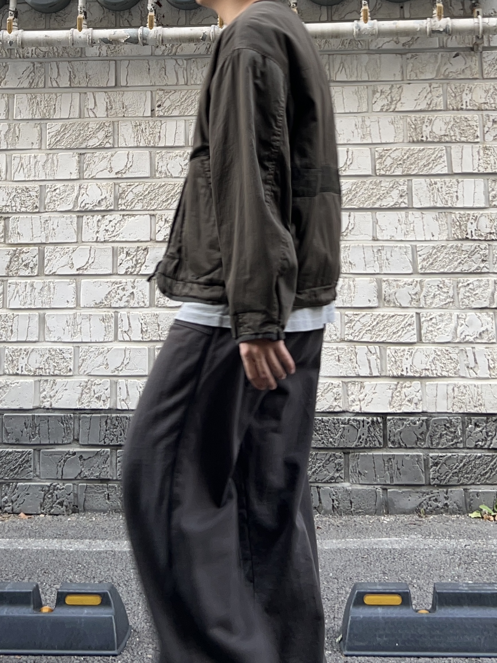 Polyteru x 1011 Camou Liner Jacket (Quilted Cardigan 2.0) Used Olive - 23FW, Polyteru 1011 Camou Liner Jacket Used Olive 착용 스타일 - 1
