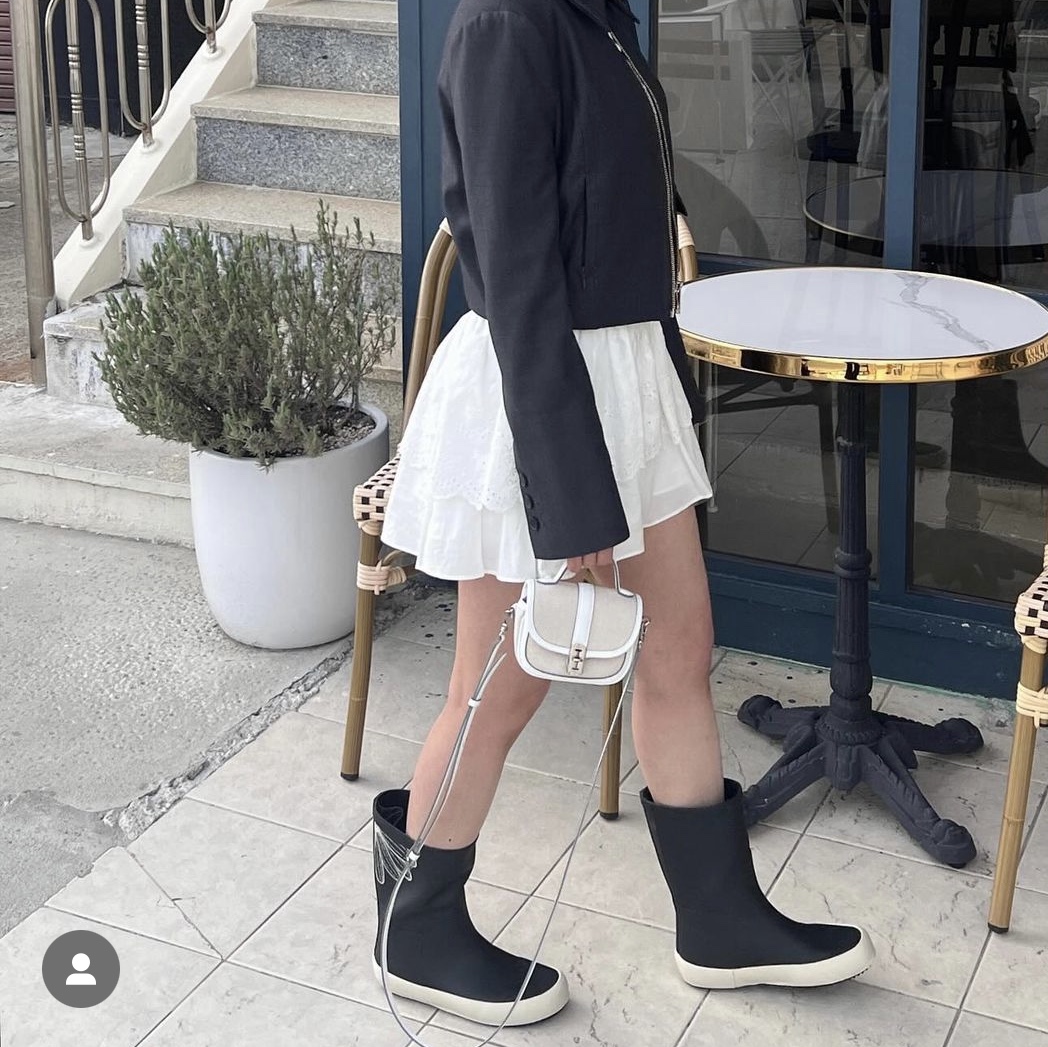 Mardi Mercredi Les Pompes Women Pluie Rain Boots Beige, Mardi Mercredi Les Pompes Women Pluie Rain Boots Burgundy 착용 스타일