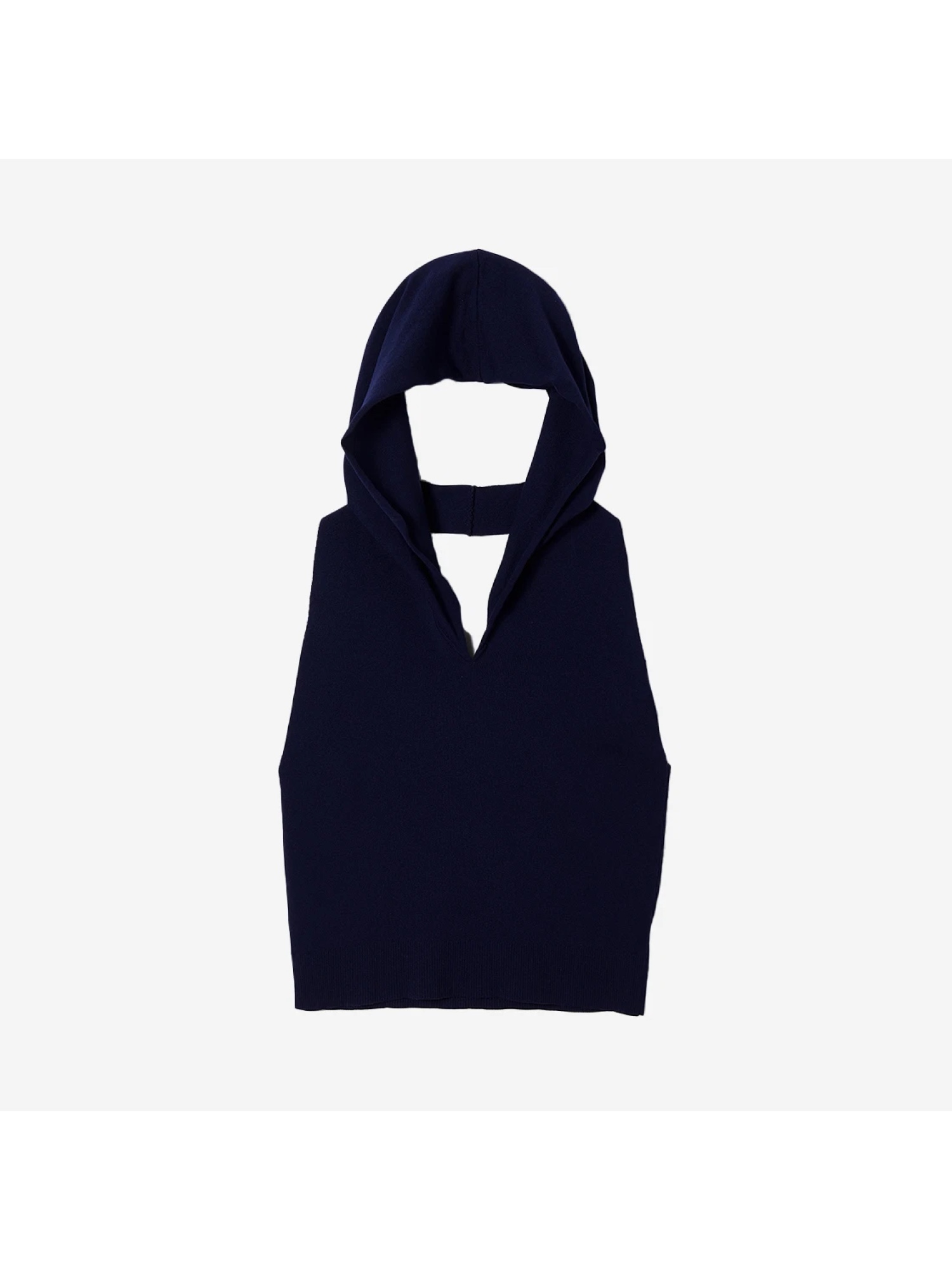 Perverze Women Cropped Hoodie Knit Top Navy 착용 스타일 - 3