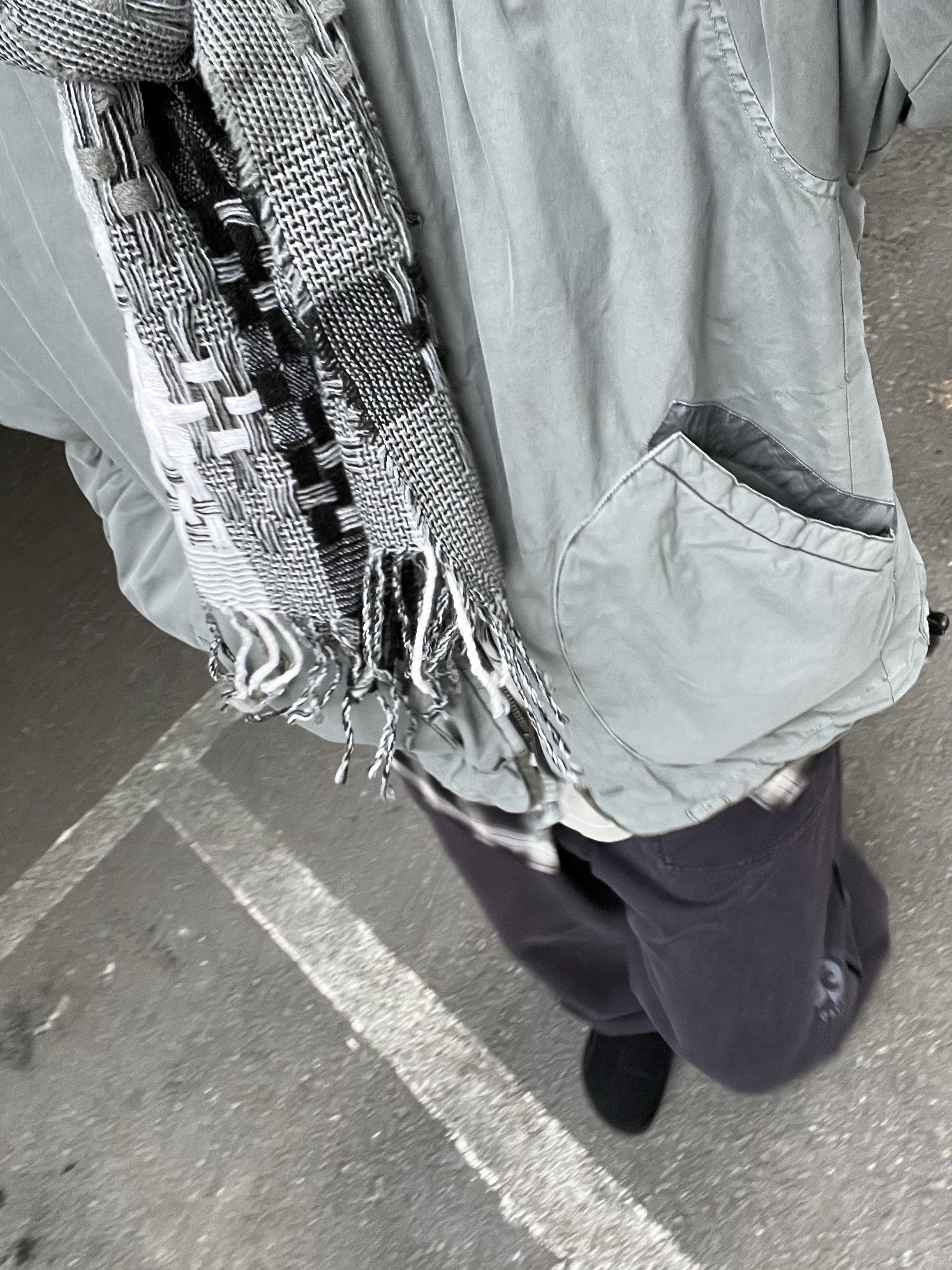Polyteru HANK Reversible Liner Jacket Used Sage, Polyteru 1011 Fatigue Sweatpants 1.2v Dark Purple Navy 착용 스타일 - 1