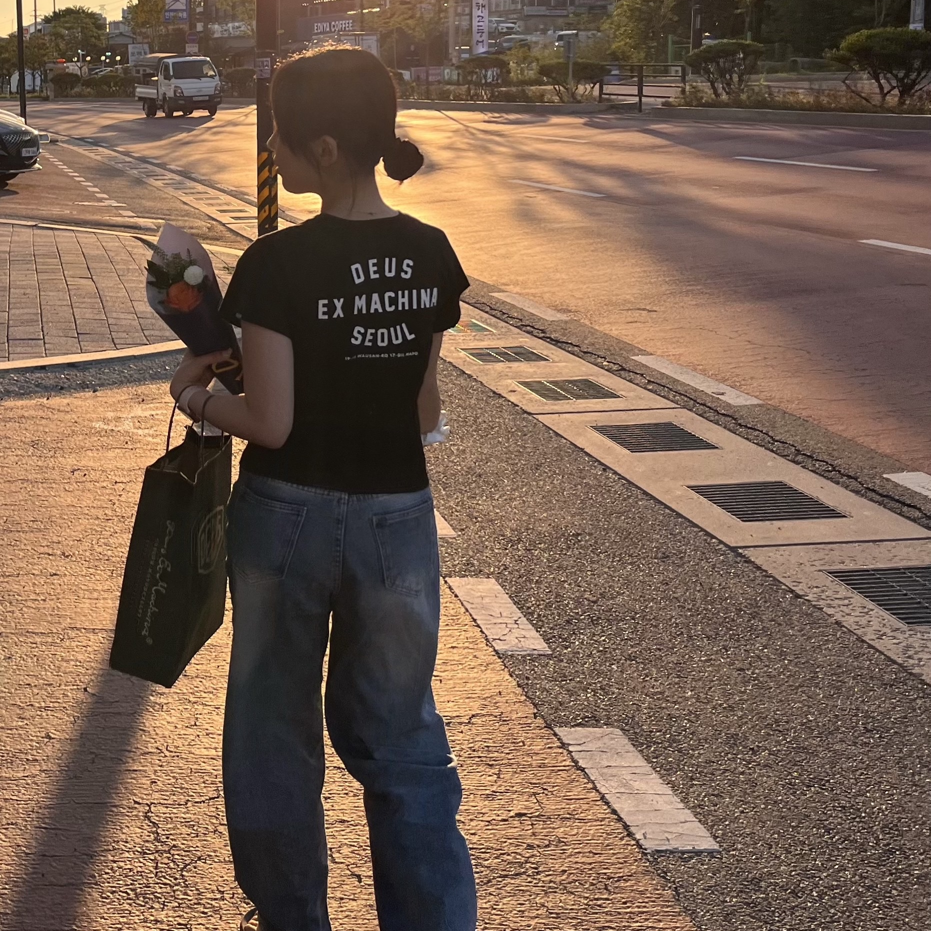 (Kids) Deus Ex Machina College Seoul T-Shirt Black 착용 스타일