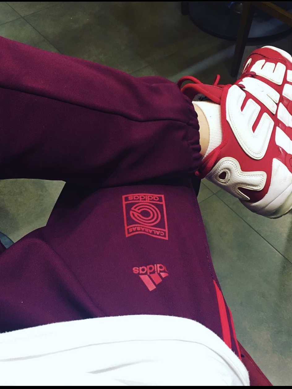 Nike x Supreme Air More Uptempo Suptempo Red 착용 스타일