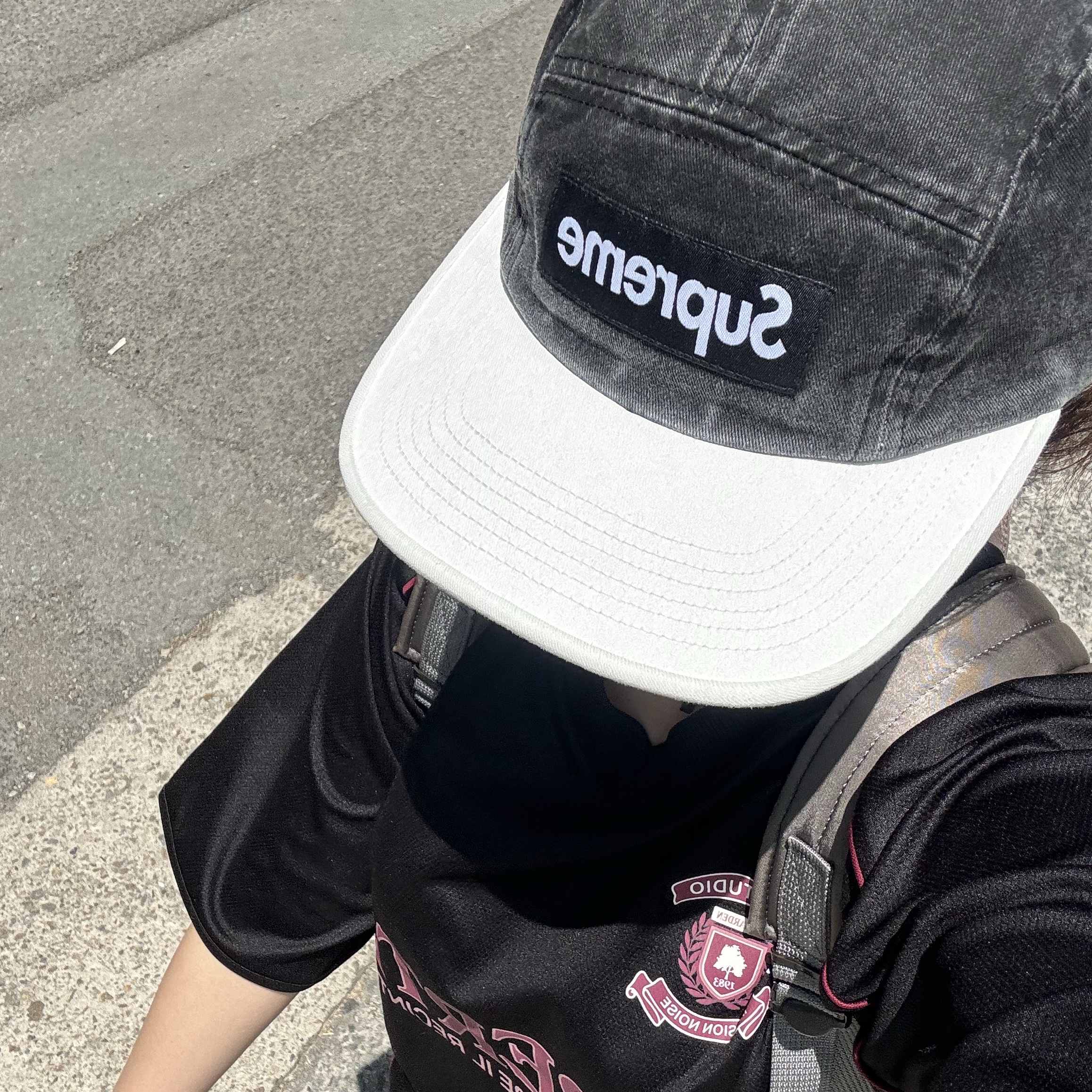 Supreme Pigment 2-Tone Camp Cap Black - 24SS 착용 스타일