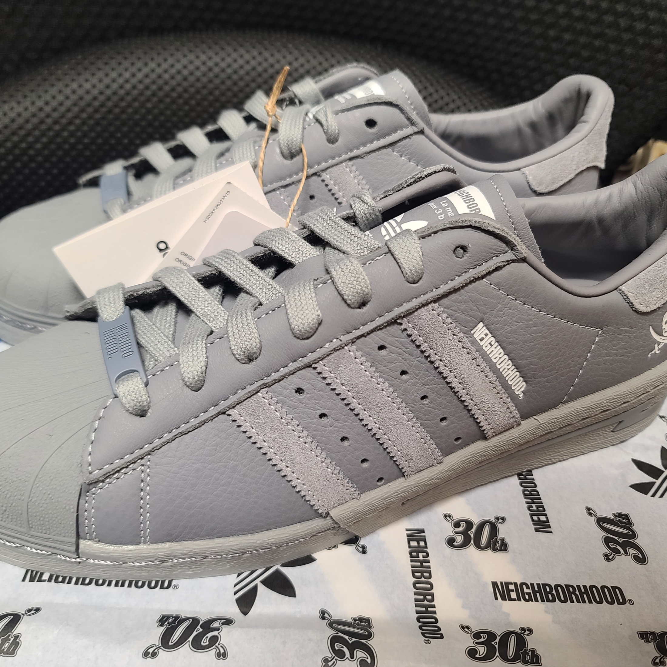 Adidas x Neighborhood Superstar 2024 Grey Cloud White 착용 스타일