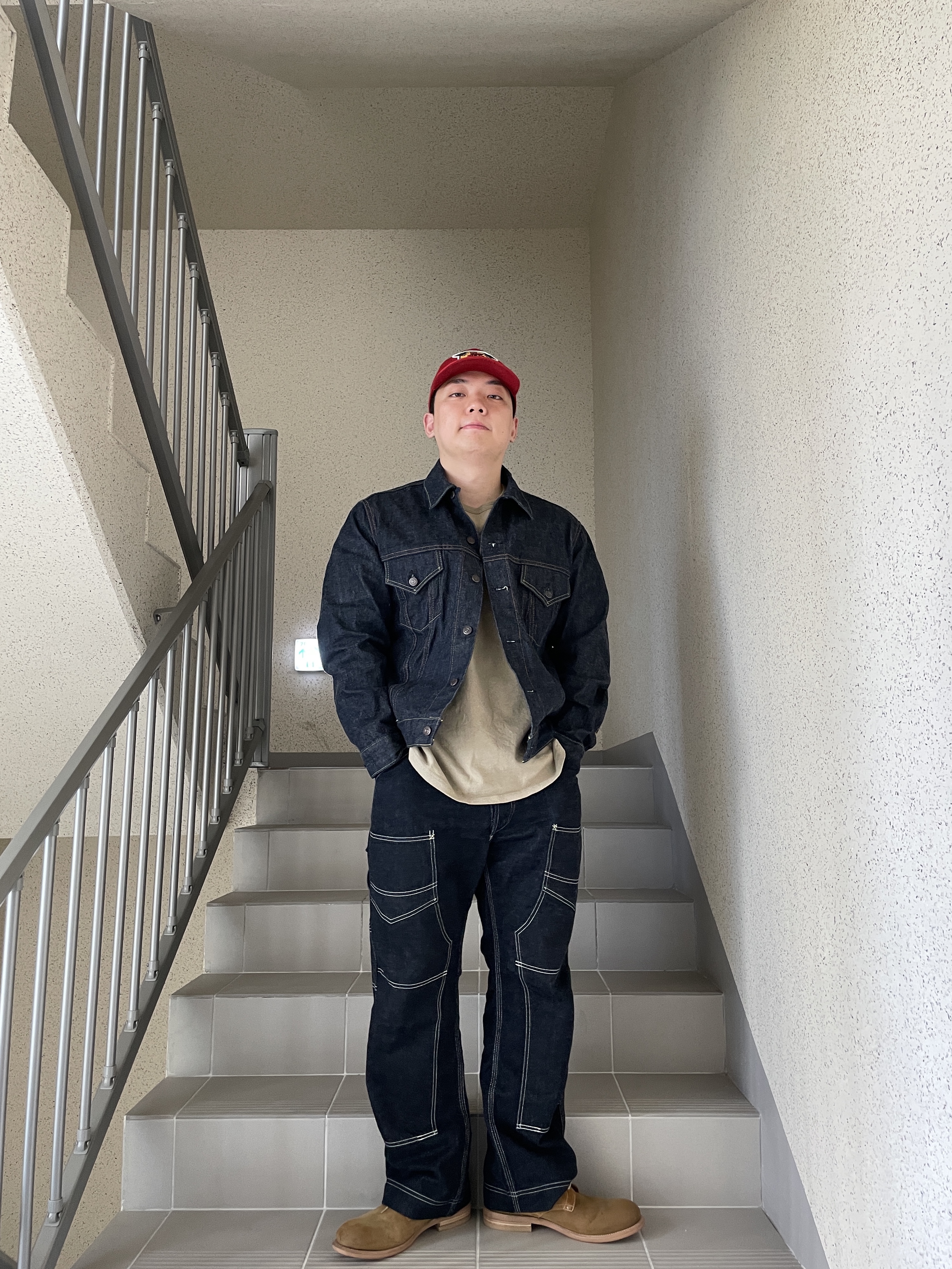 The Real McCoy's Logo Baseball Cap Red 착용 스타일 - 3