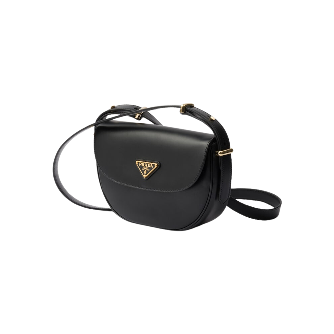 Prada Arque Leather Shoulder Bag Flap Black 상세 이미지 2