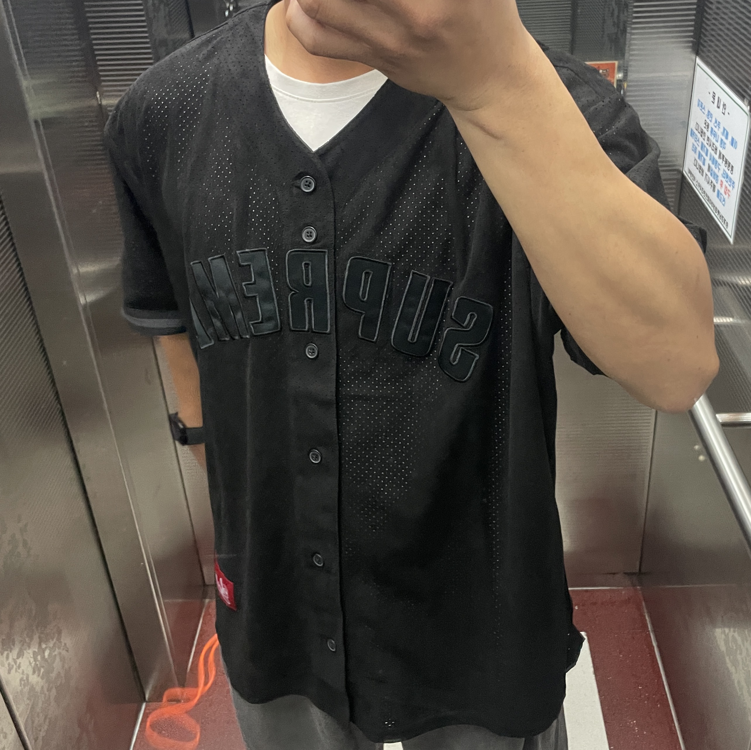 Supreme Ultrasuede Mesh Baseball Jersey Black - 24SS 착용 스타일