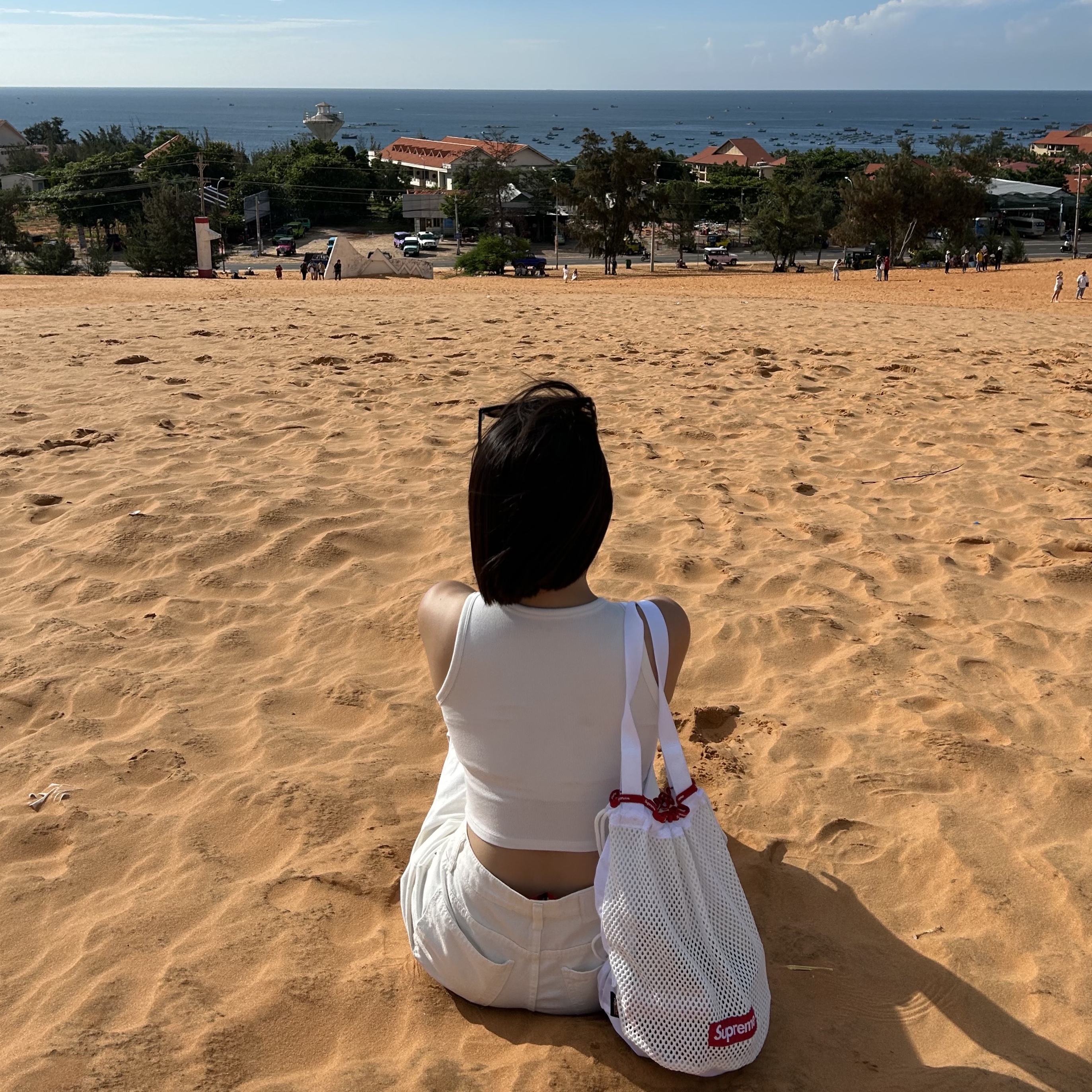 Supreme Mesh Small Backpack White - 23SS 착용 스타일 - 2