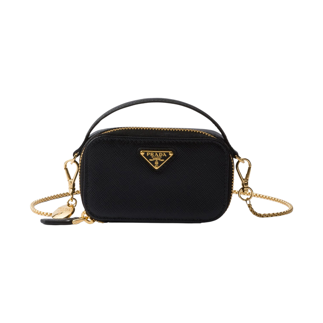 Prada Saffiano Leather Mini Pouch Black 상세 이미지 1