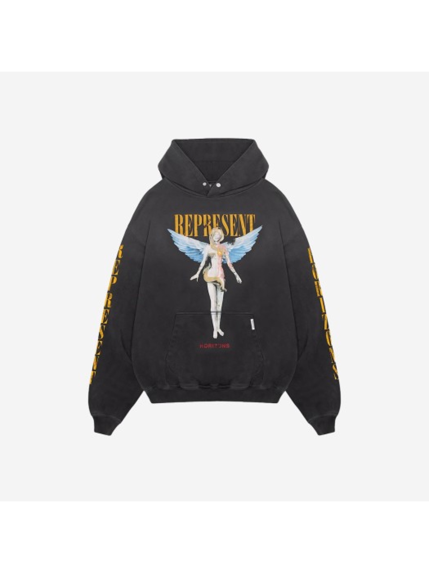 Represent Reborn Hoodie Aged Black, Represent Icarus T-Shirt Jet Black 착용 스타일 - 5
