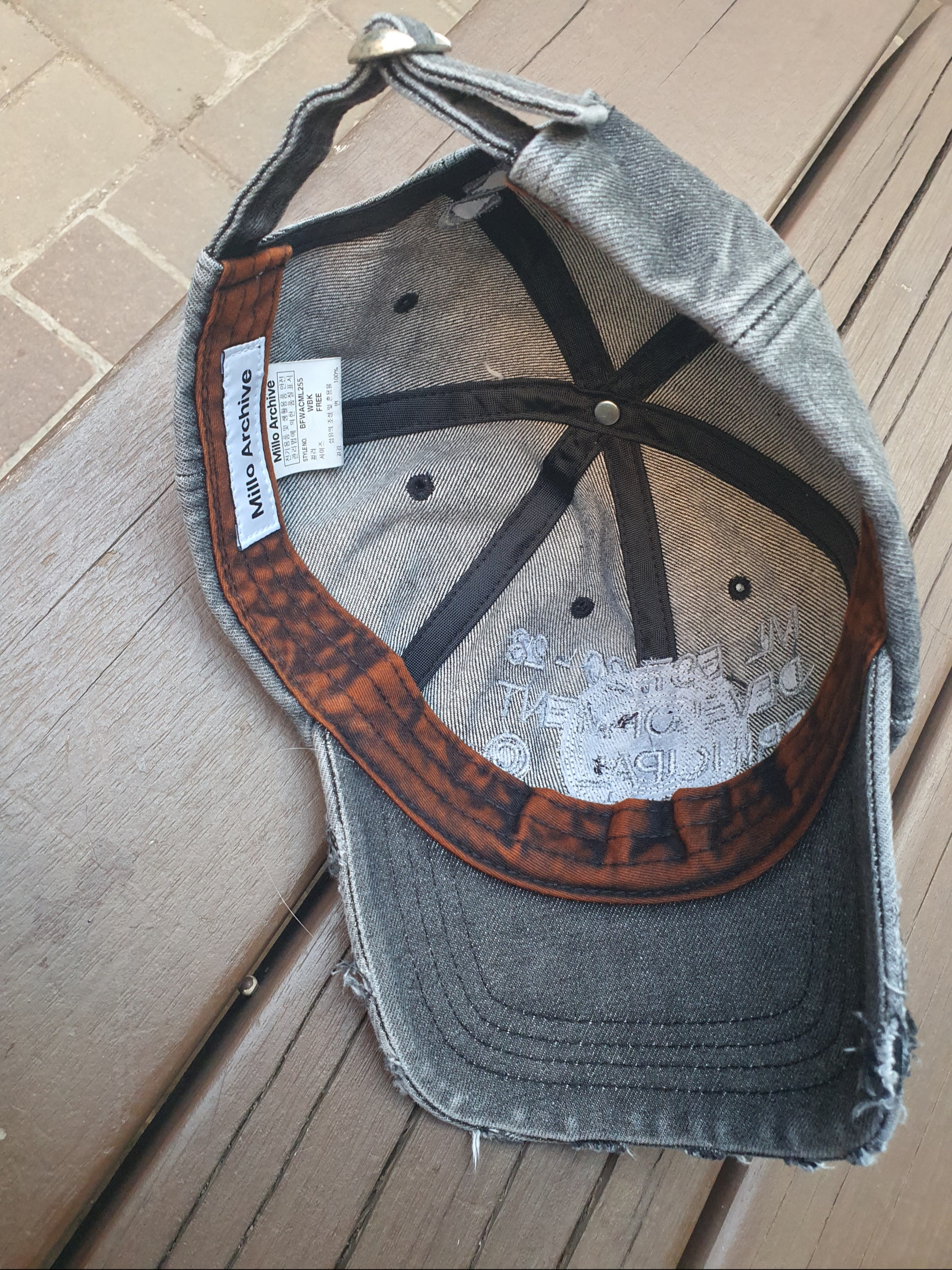 Millo Archive Core Denim Ball Cap Washed Black 착용 스타일 - 3