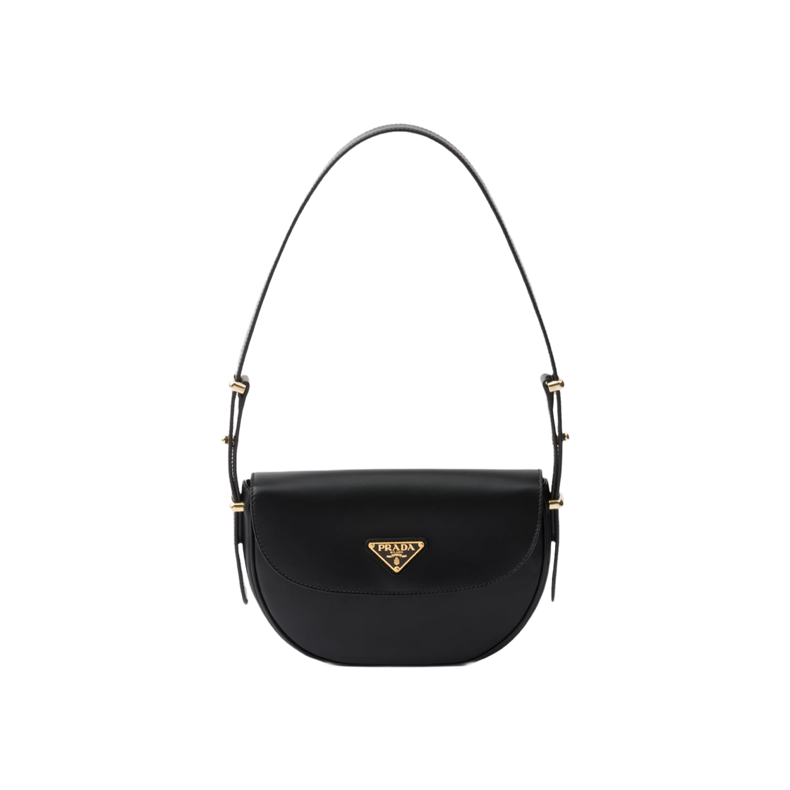 Prada Arque Leather Shoulder Bag Flap Black 상세 이미지 1