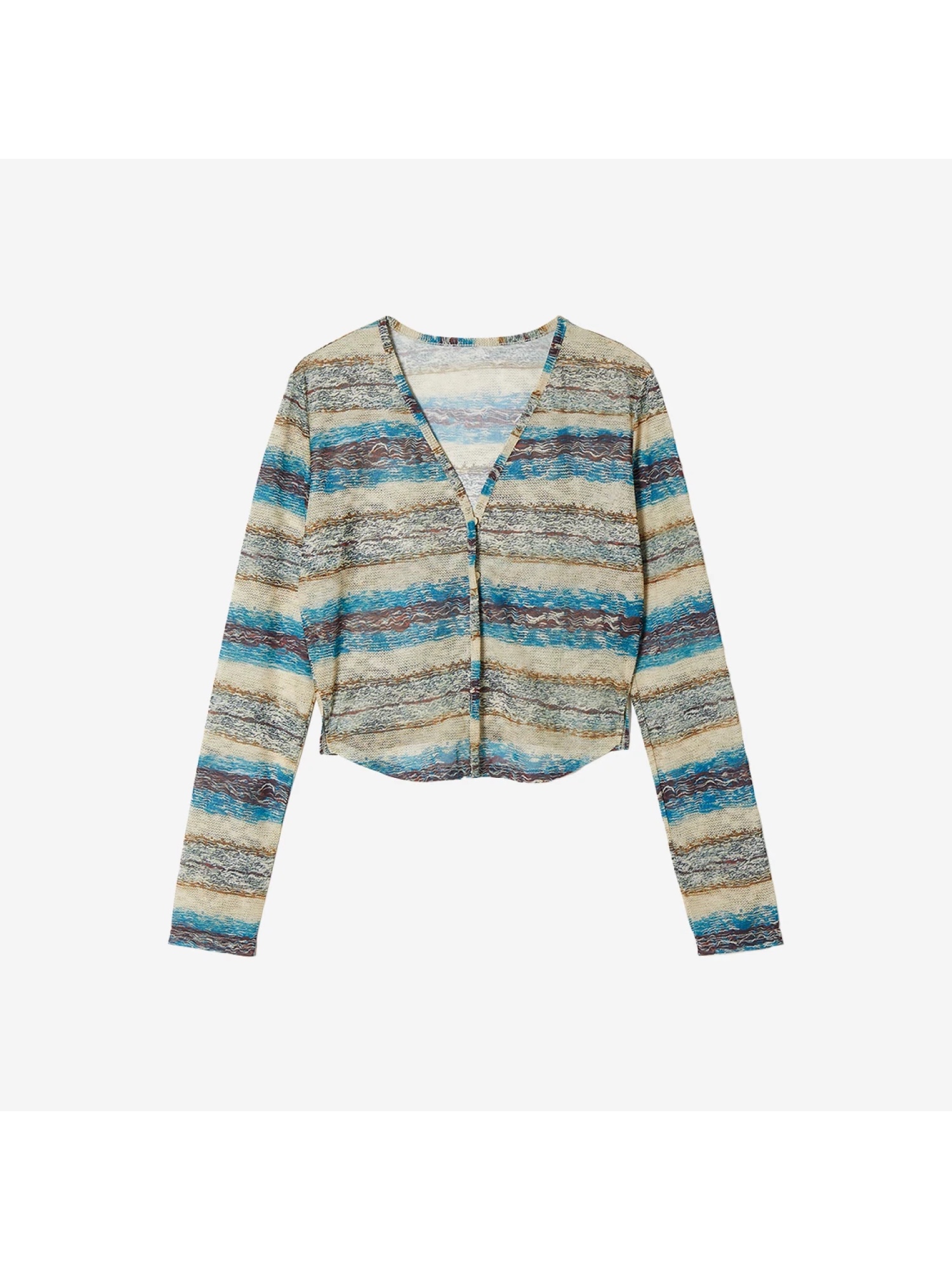 Perverze Women Archive Knit Cardigan White, Perverze Women Double Face Knit Tops Blue 착용 스타일 - 5