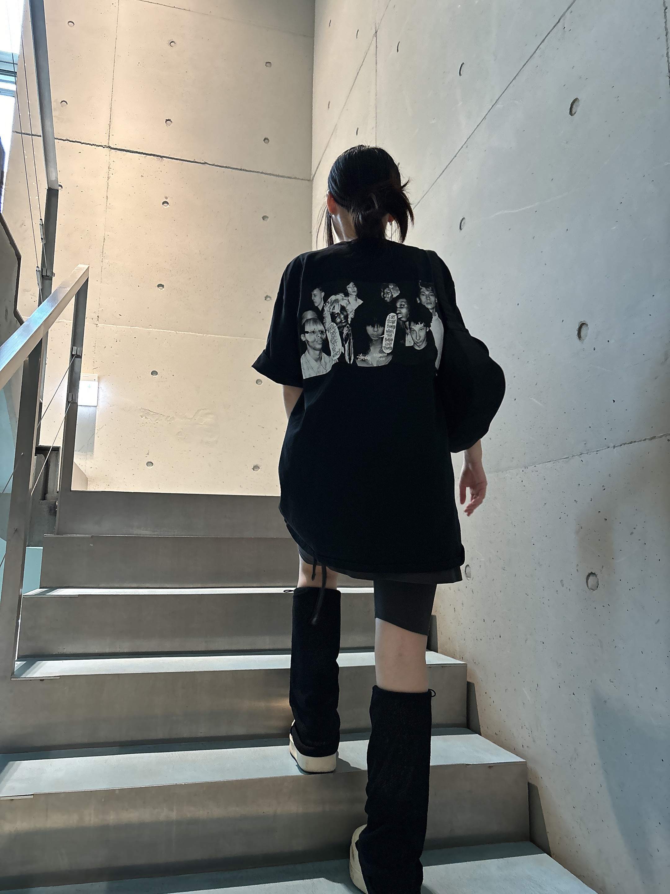 Stussy x Martine Rose Collage Pigment Dyed T-Shirt Black, Tiffany & Co. Return To Tiffany Double Heart Pendant Silver 착용 스타일 - 2