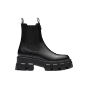 (W) Prada Monolith Brushed Leather Booties Black