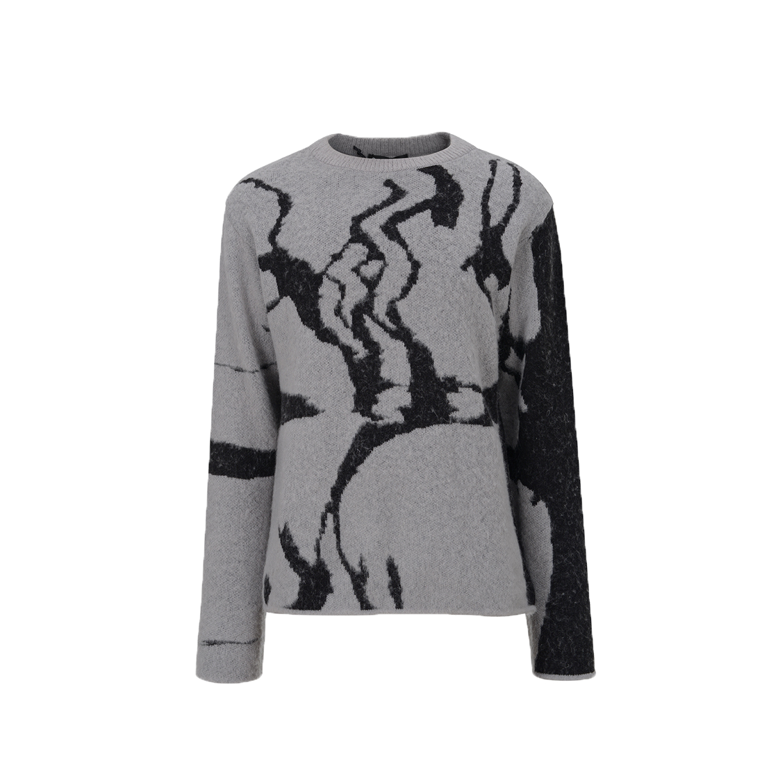 23FWKNW01GR Cost per Kilo Cracked Graphic Jacquard Angora Knit Grey