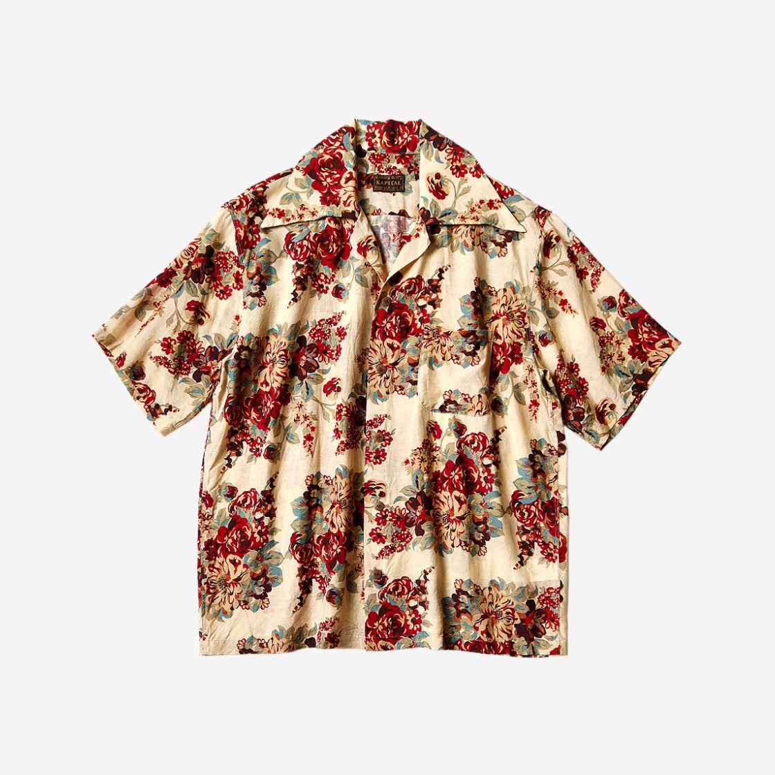 Kapital Silk Rayon Champagne Maria Pattern Wrangle Collar Aloha Shirt Kinari 상세 이미지 1