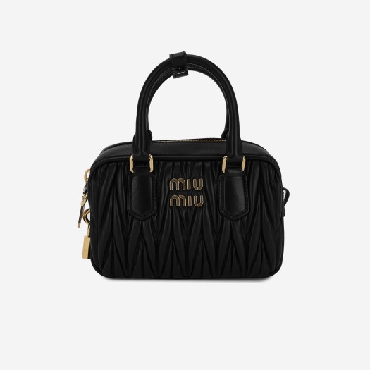 Miu Miu Matelasse Nappa Leather Top Handle Bag Black