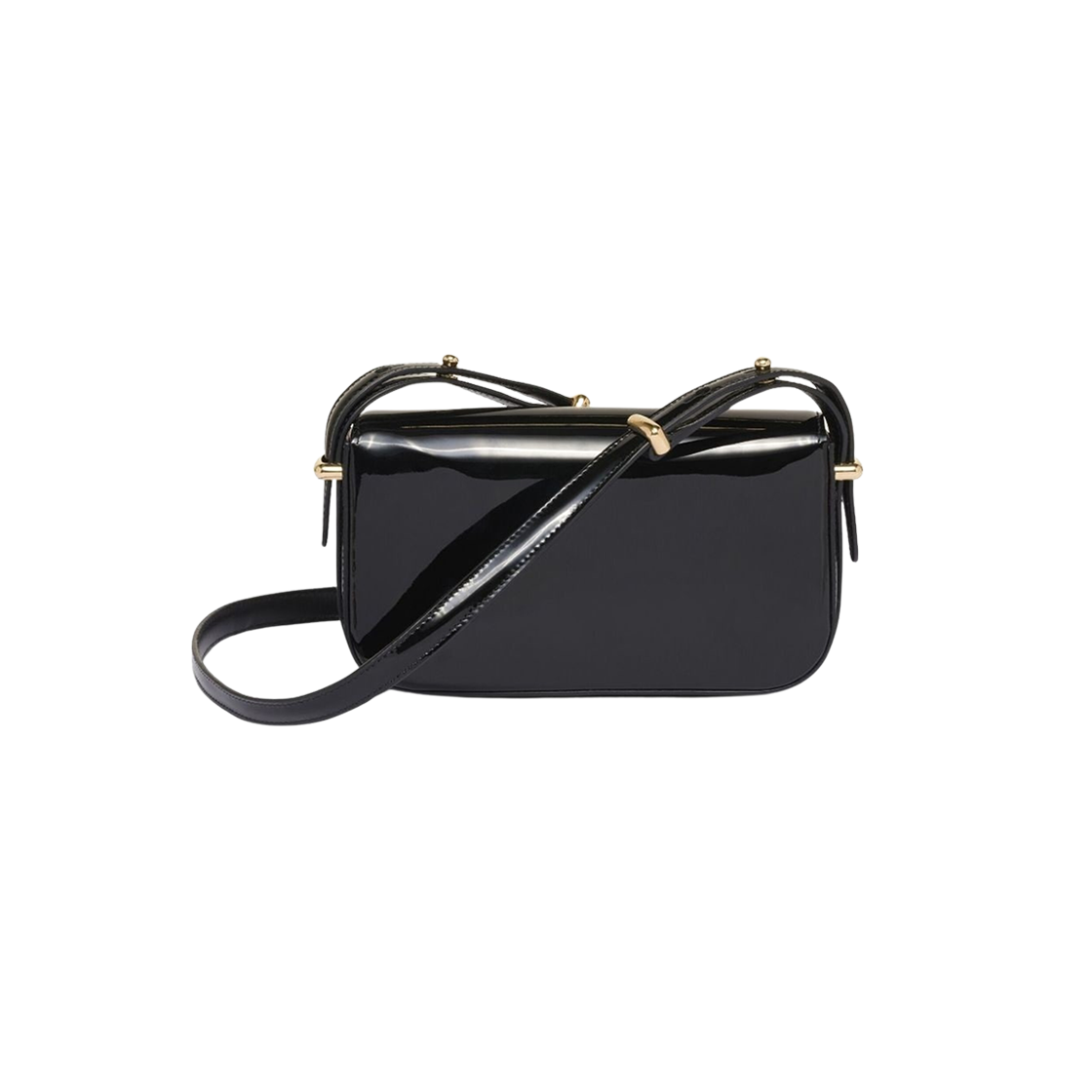 Prada Patent Leather Shoulder Bag Flap Black 상세 이미지 3