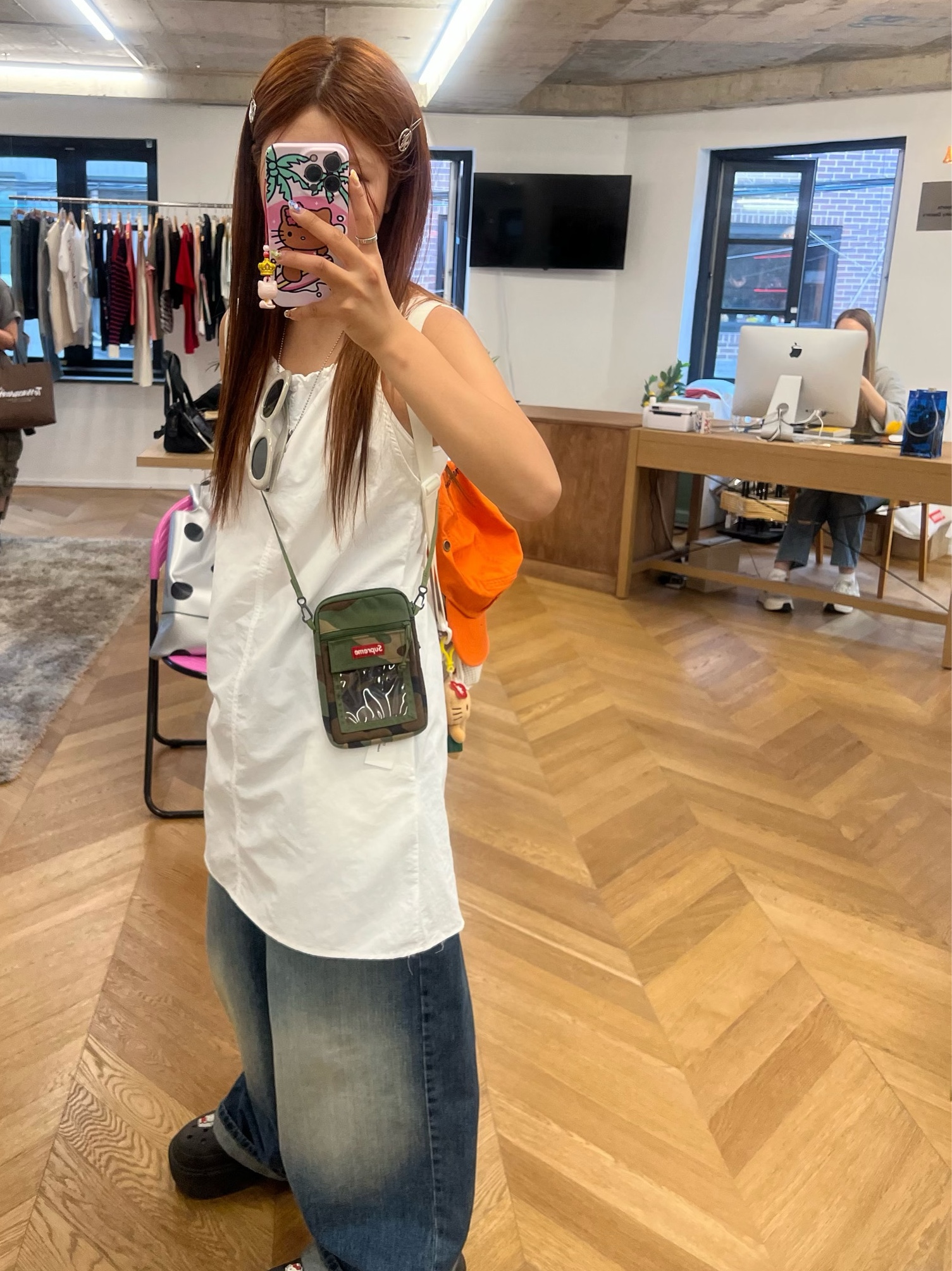Supreme Military Camp Cap Orange - 24SS, Stussy Surfman Hairclip Silver 착용 스타일