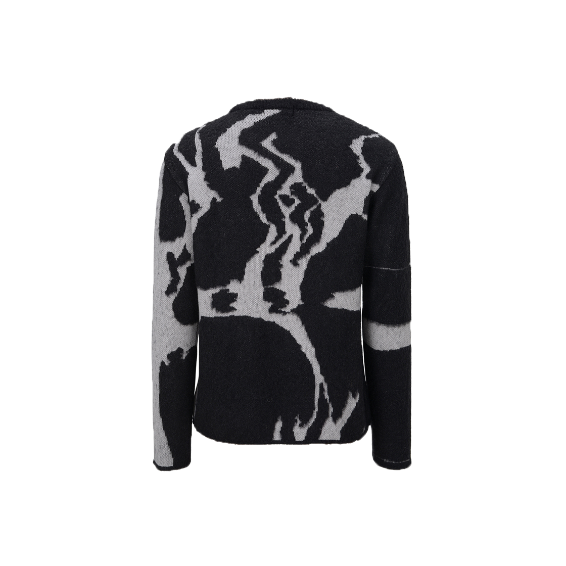 코스트퍼킬로 크랙 그래픽 자카드 앙고라 니트 블랙(Cost per Kilo Cracked Graphic Jacquard Angora Knit Black) - 2