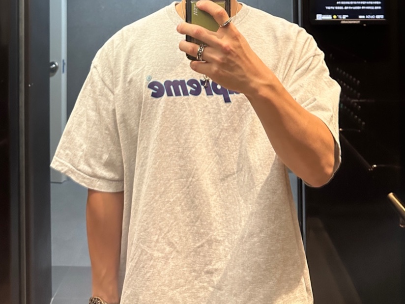 Supreme Pinline T-Shirt Ash Grey - 24SS 착용 스타일