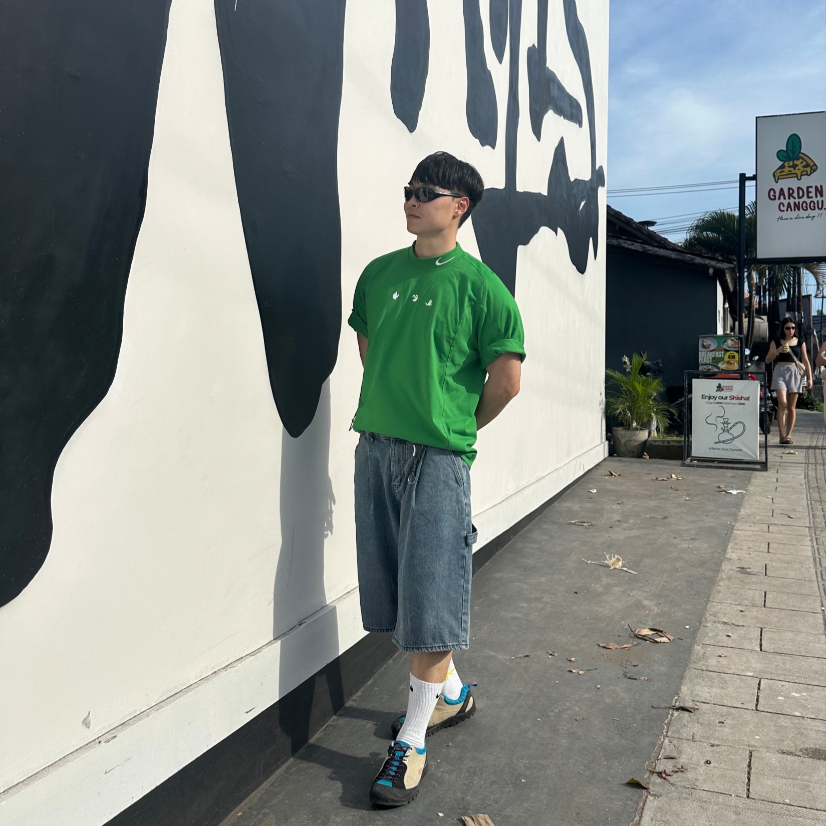 Nike x Off-White Mock Neck Short Sleeve Top Kelly Green - Asia, Nike Everyday Cushioned Training Crew Socks White (3 Pack/Korean Ver.) 착용 스타일 - 3