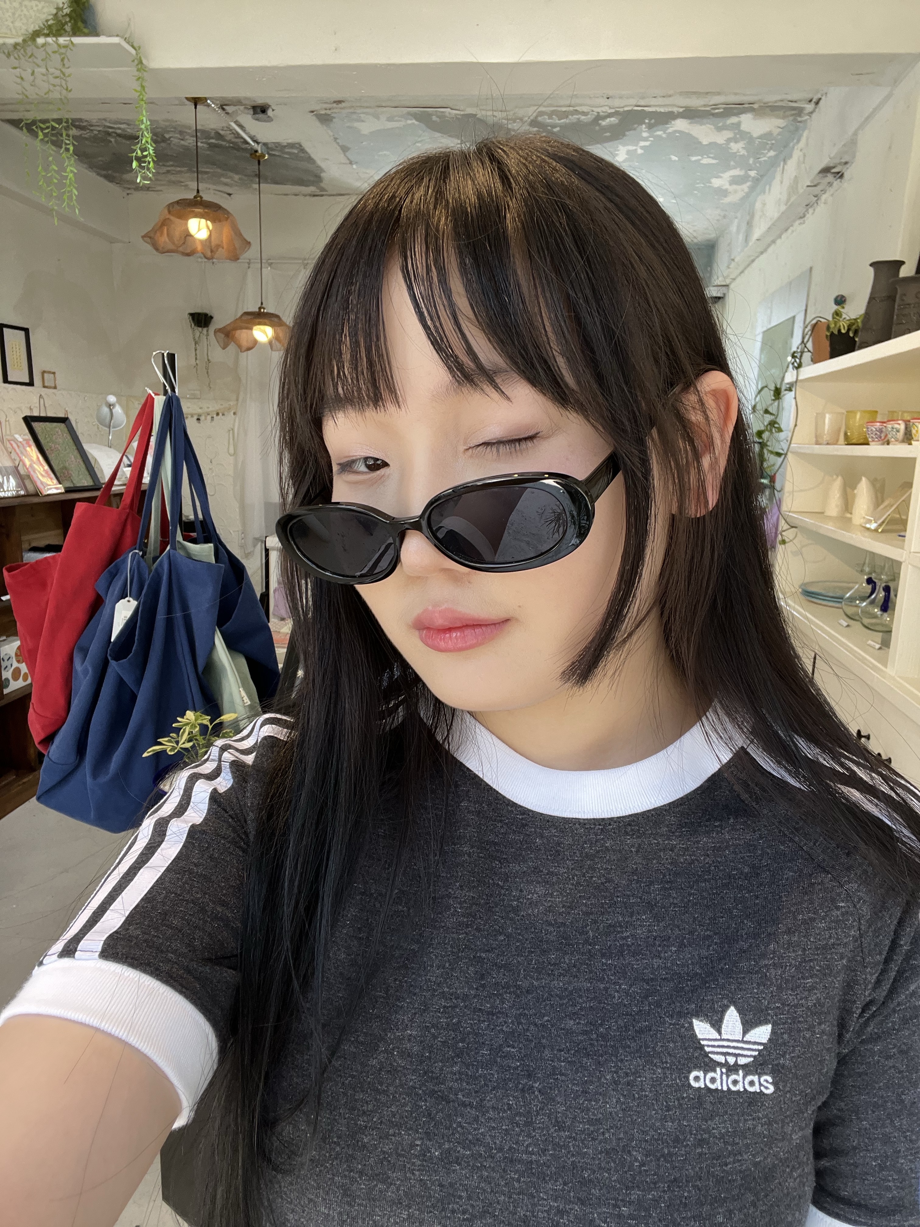 (W) Adidas 3S Slim Reglan T-Shirt Black Melange - KR Sizing, Adidas Superstar Core Black White 착용 스타일 - 6