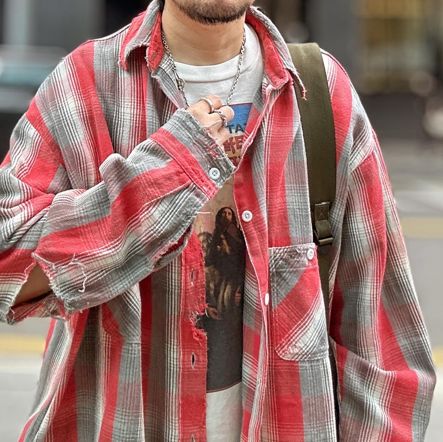 Kapital Katsuragi W Knee Easy Pants Beige, Saint Mxxxxxx x RK Withoutfear T-Shirt White - 23AW 착용 스타일 - 2