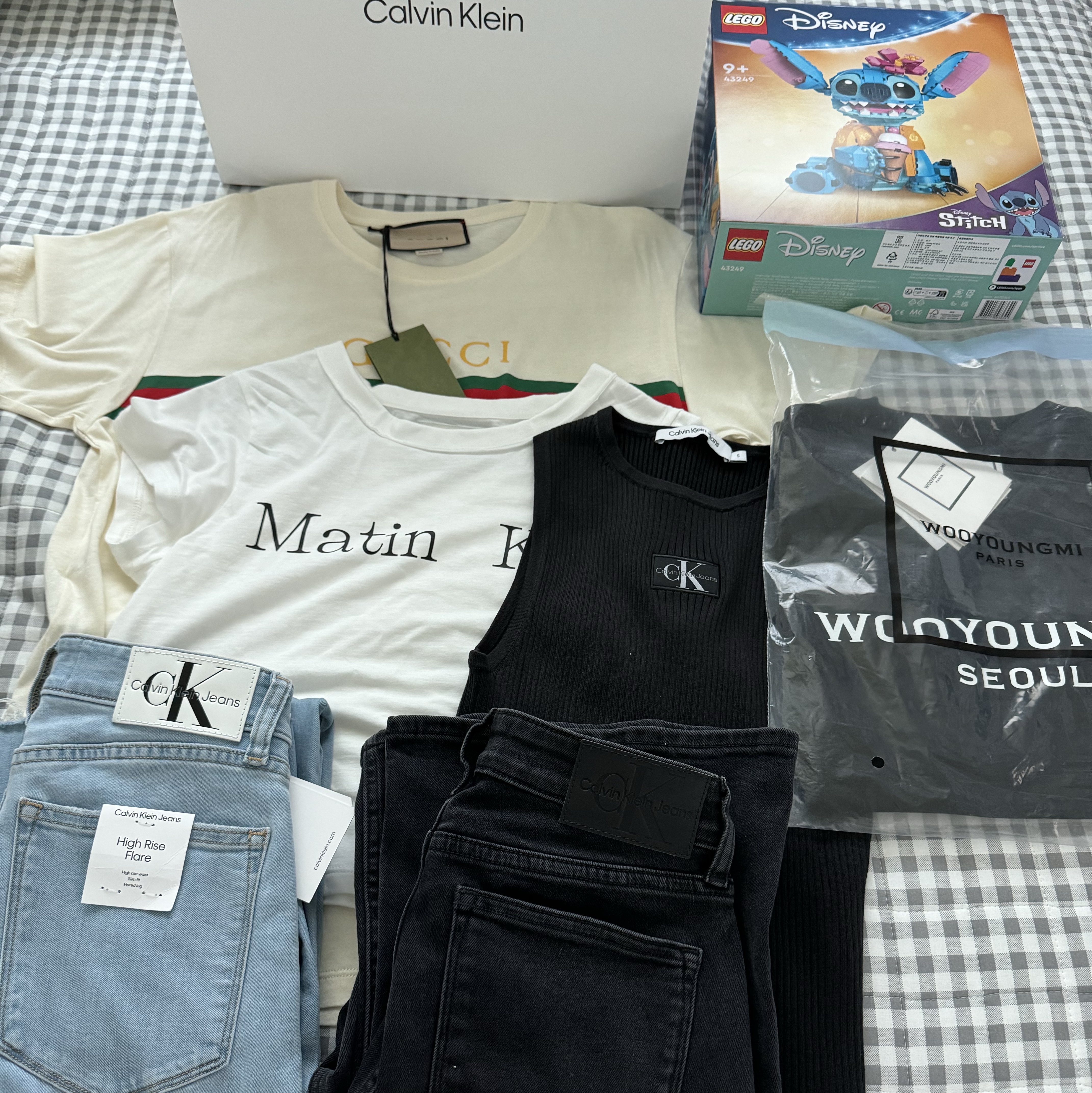 Wooyoungmi Cotton Back Logo T-Shirt Black - 24SS, (W) Matin Kim Logo Crop Top White 착용 스타일