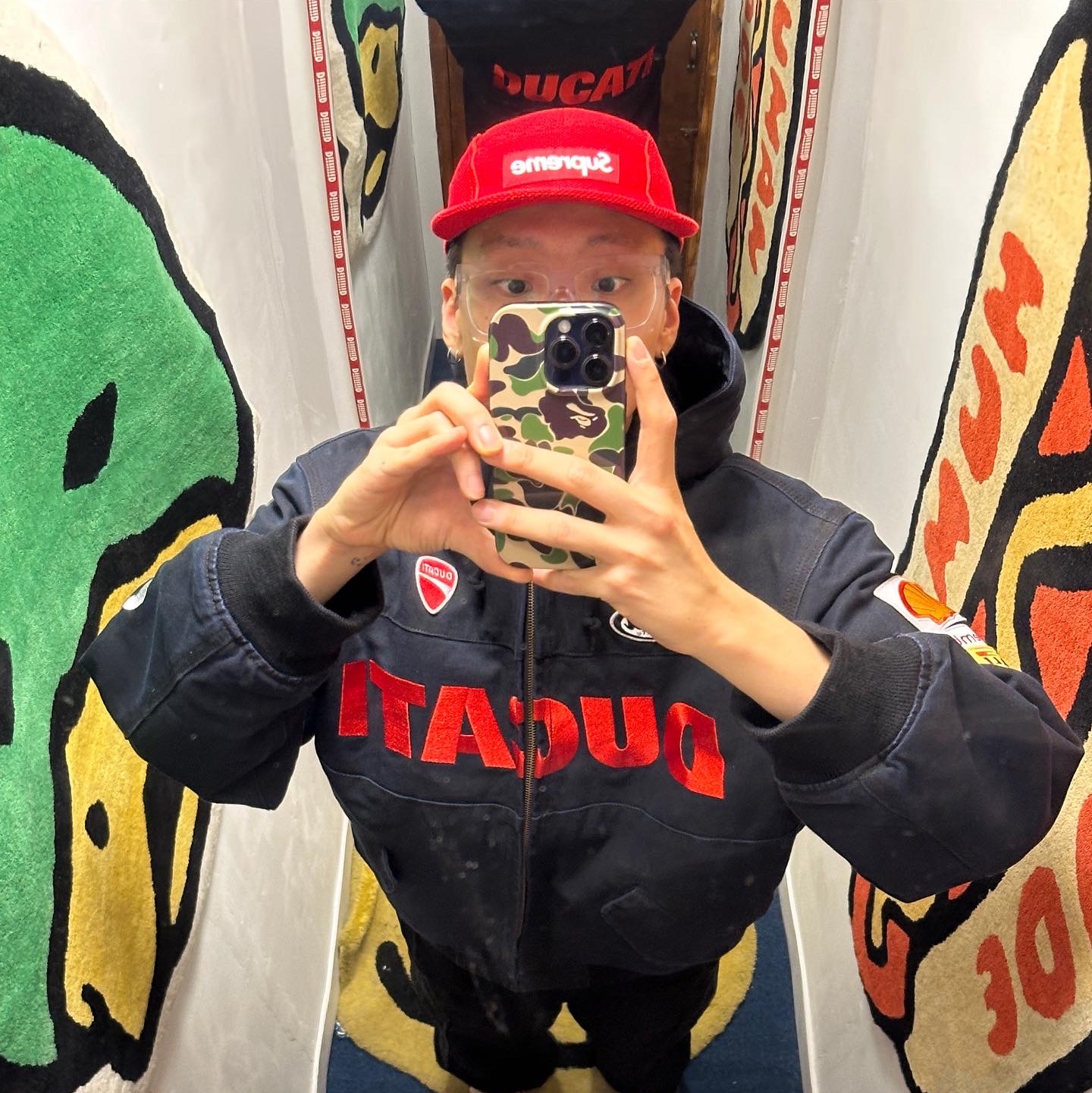 Supreme x Ducati Hooded Racing Jacket Black - 24SS, Nike x Supreme SB Dunk Low QS Rammellzee Black 착용 스타일 - 3