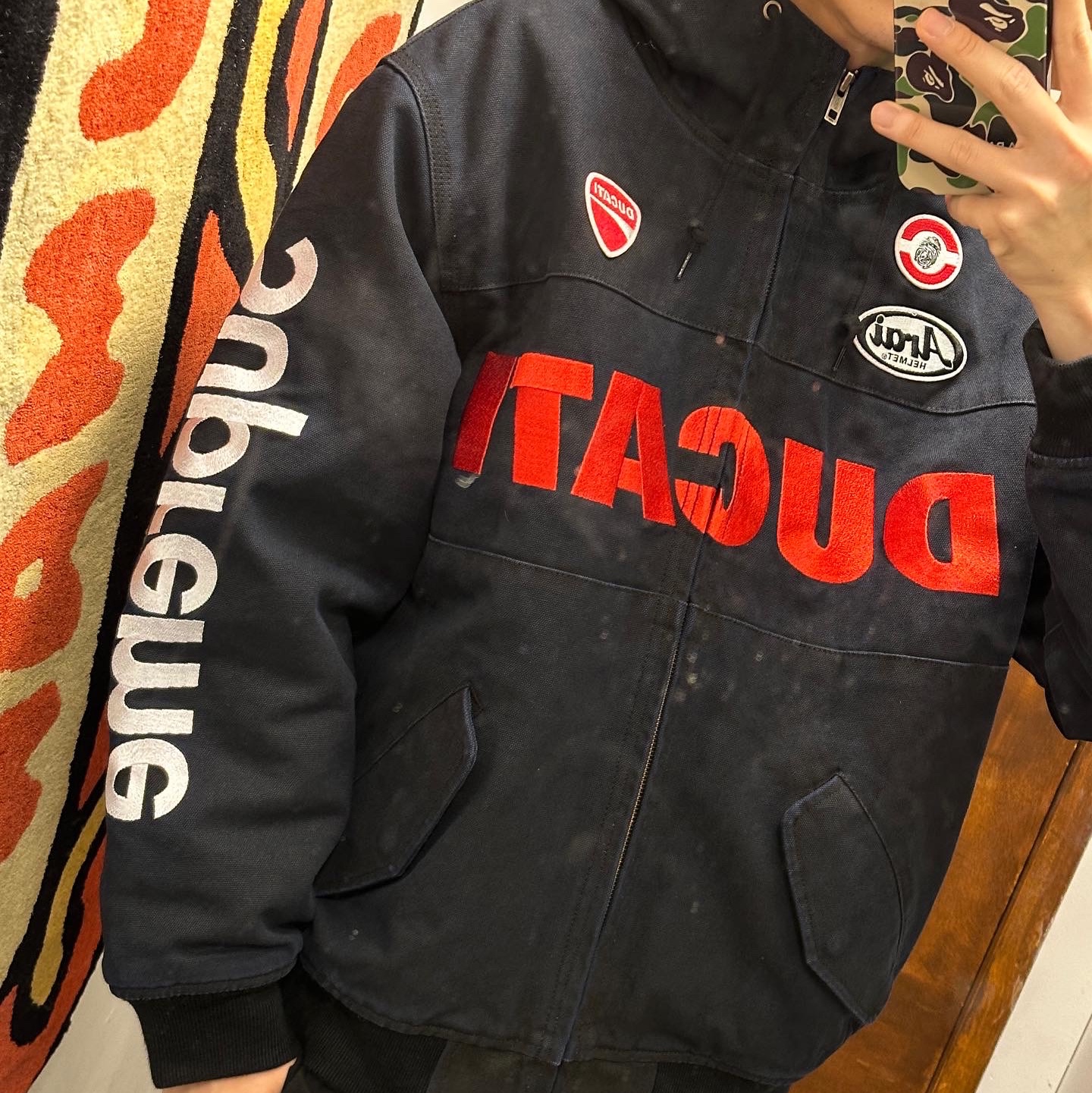 Supreme x Ducati Hooded Racing Jacket Black - 24SS, Nike x Supreme SB Dunk Low QS Rammellzee Black 착용 스타일 - 2