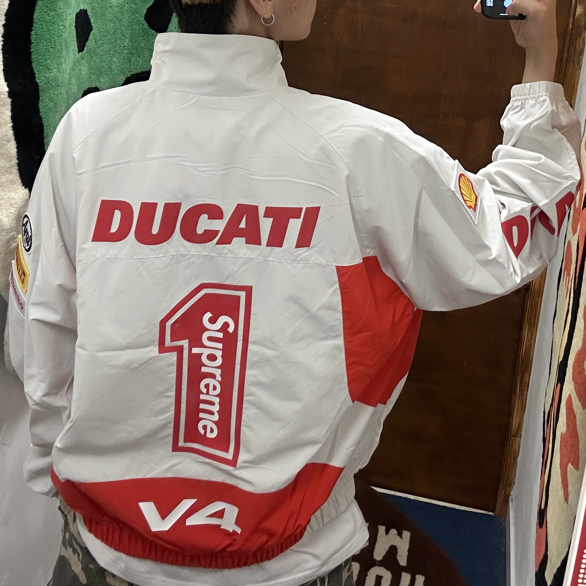 Supreme x Ducati Hooded Racing Jacket Black - 24SS, Nike x Supreme SB Dunk Low QS Rammellzee Black 착용 스타일 - 6
