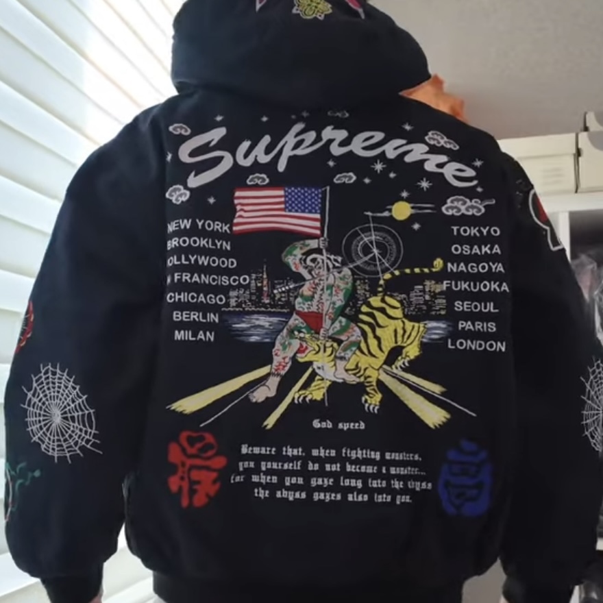 Supreme Aoi Hooded Work Jacket Black - 24SS 착용 스타일 - 3