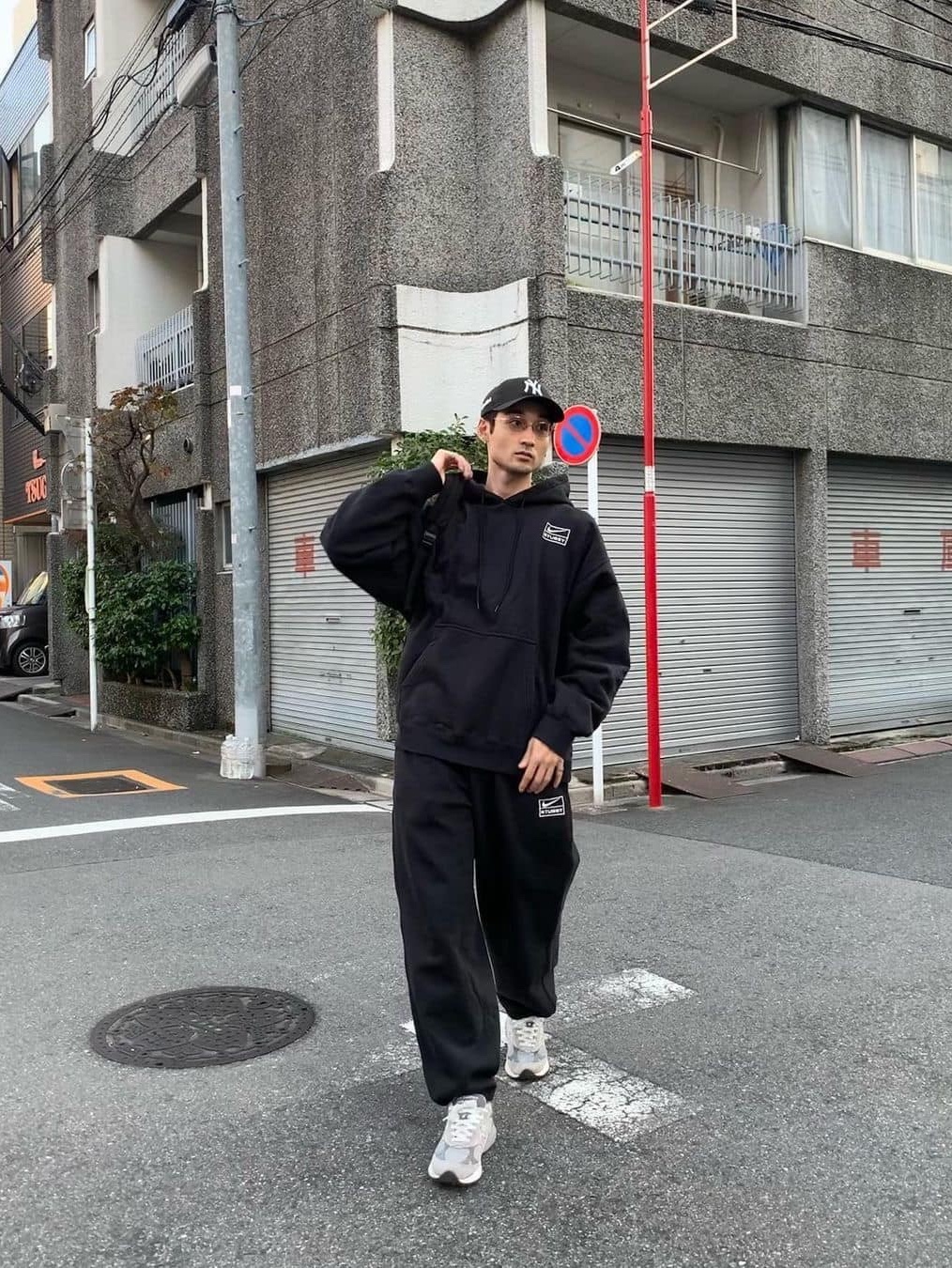 Nike x Stussy Full Zip Washed Fleece Hoodie Black (FJ9176-010), Nike x Stussy Full Zip Fleece Hoodie Grey Heather (FJ9181-050) 착용 스타일 - 2