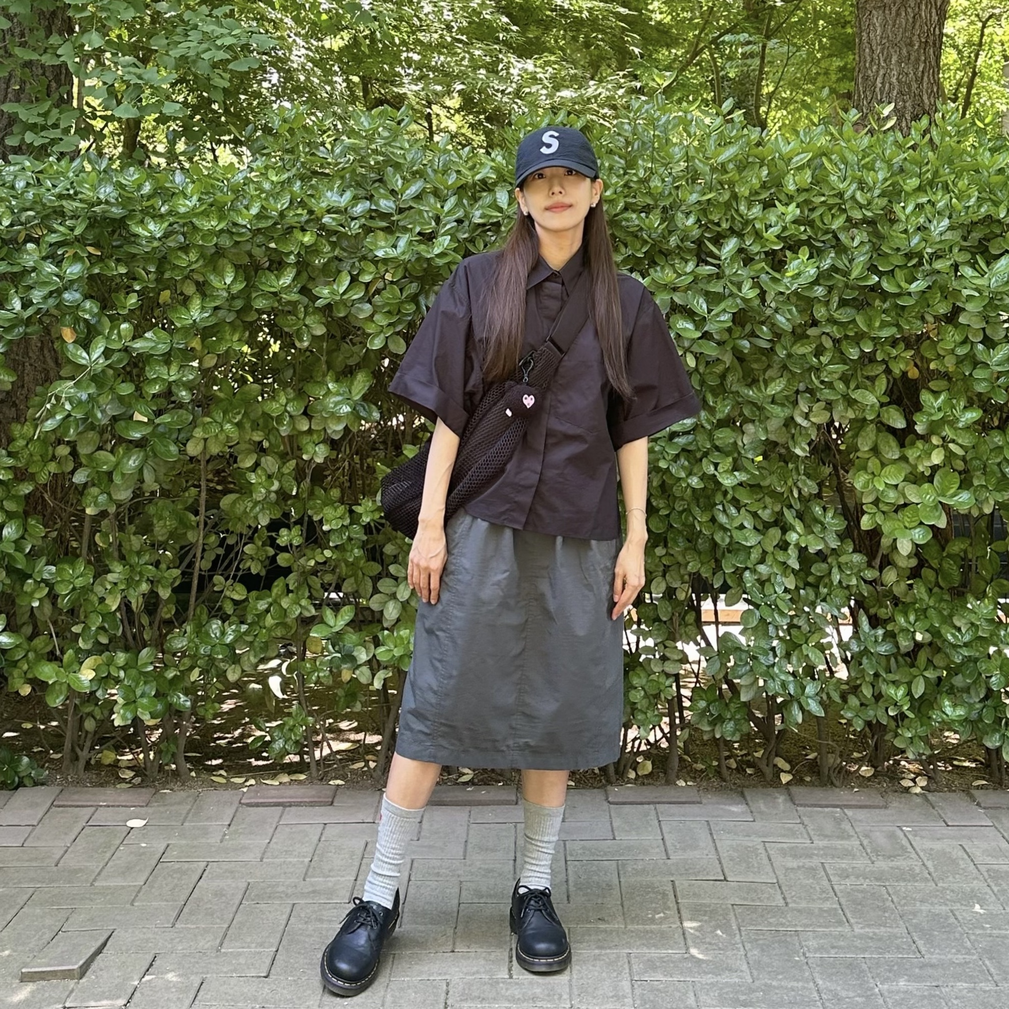 Supreme Seersucker S Logo 6-Panel Black - 24SS, (W) Zara Poplin Pocket Shirt Black 착용 스타일 - 2