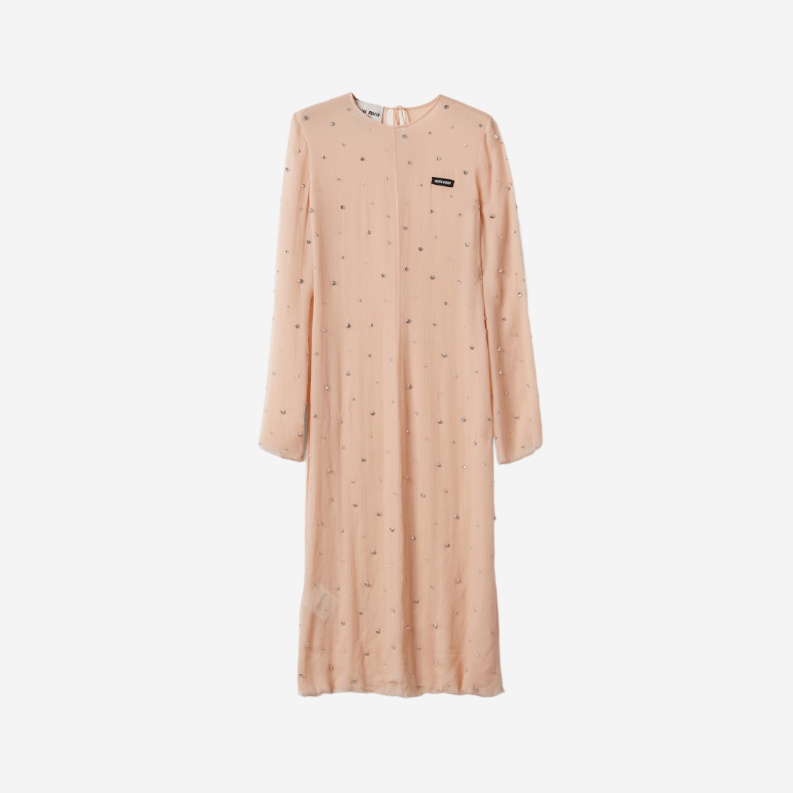 (W) Miu Miu Embroidered Chiffon Dress Peach 상세 이미지 1