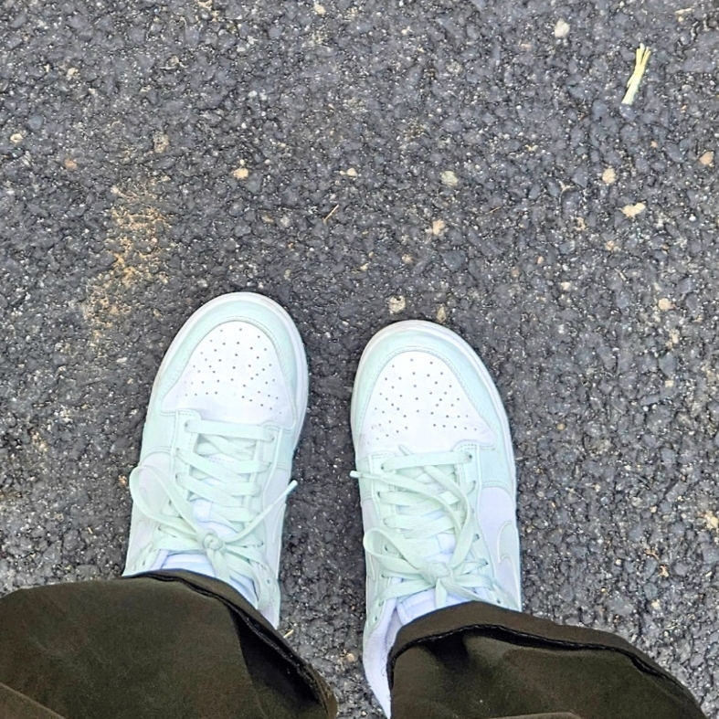 (W) Nike Dunk Low Next Nature Barely Green and White 착용 스타일