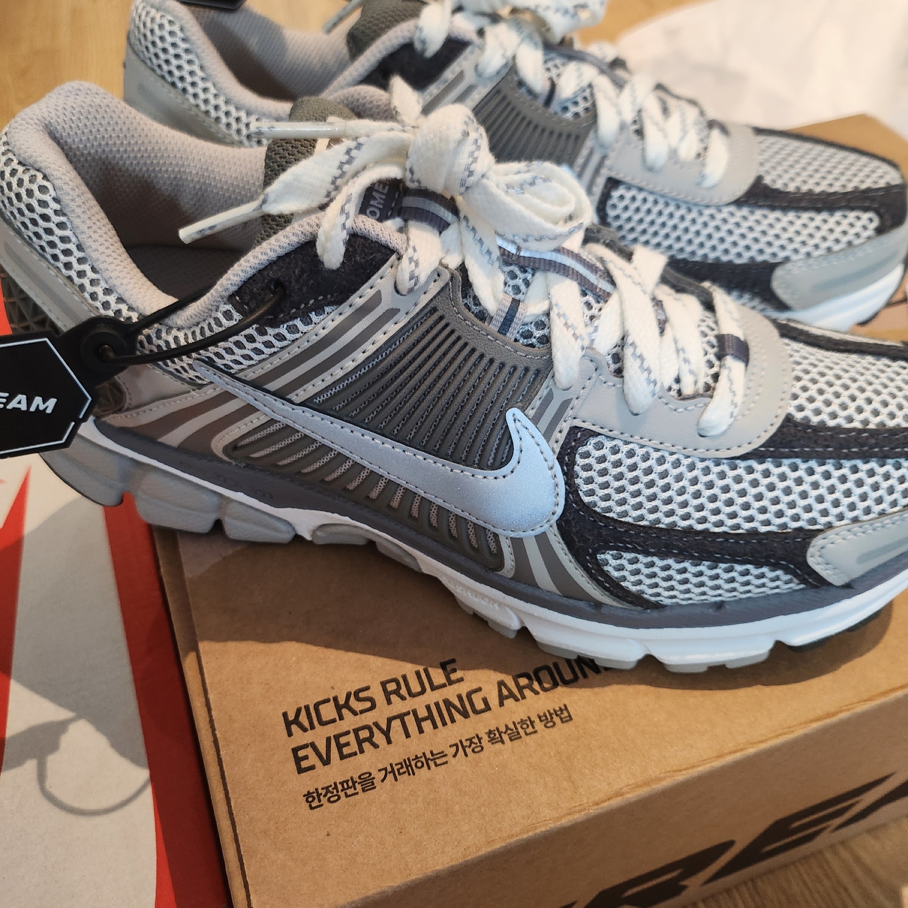 Nike Zoom Vomero 5 PRM Light Iron Ore and Flat Fewter 착용 스타일