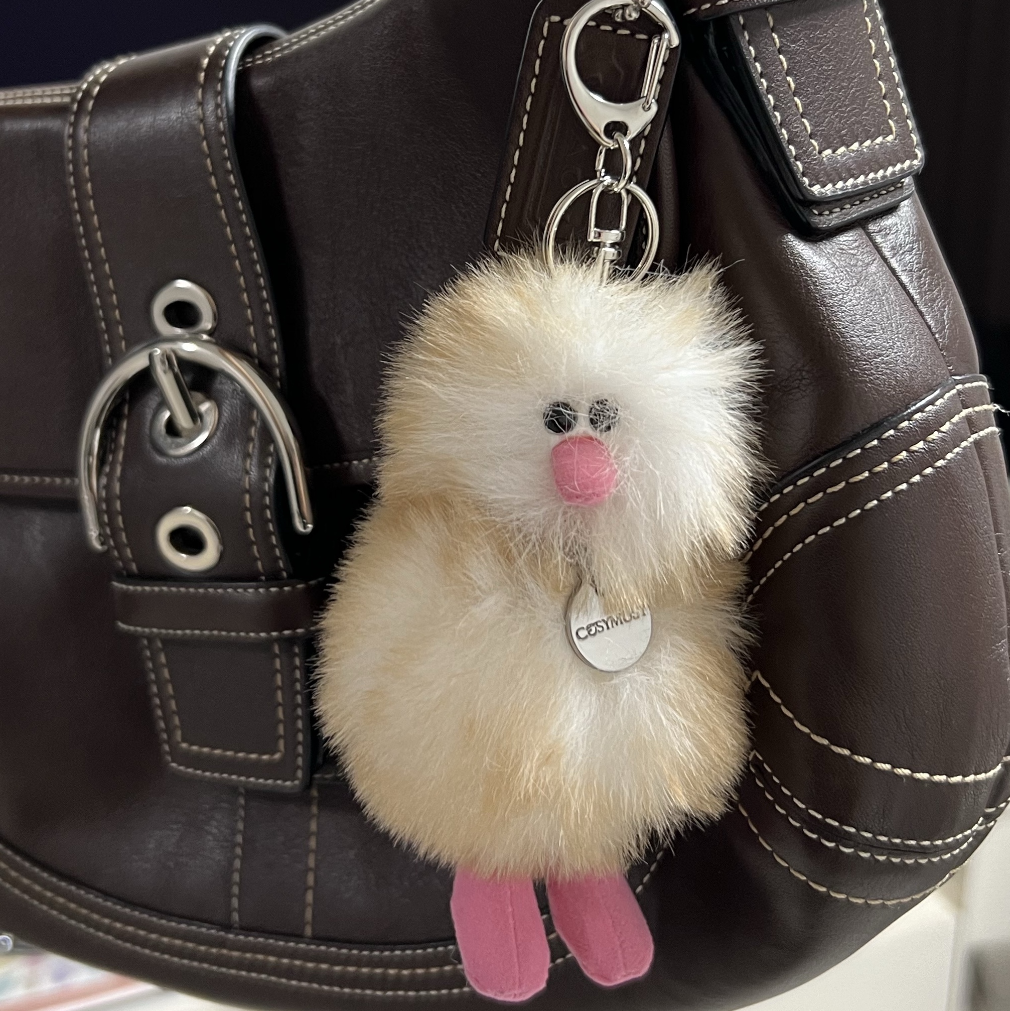 Cosymosy Mini Bird Bird Keyring Marshmallow 착용 스타일 - 1