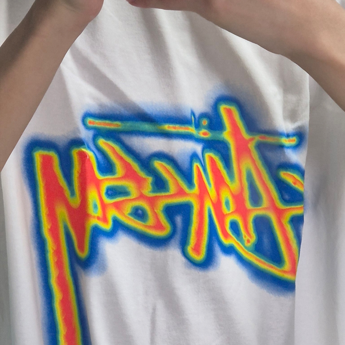 Stussy Thermal Stock T-Shirt White 착용 스타일 - 3