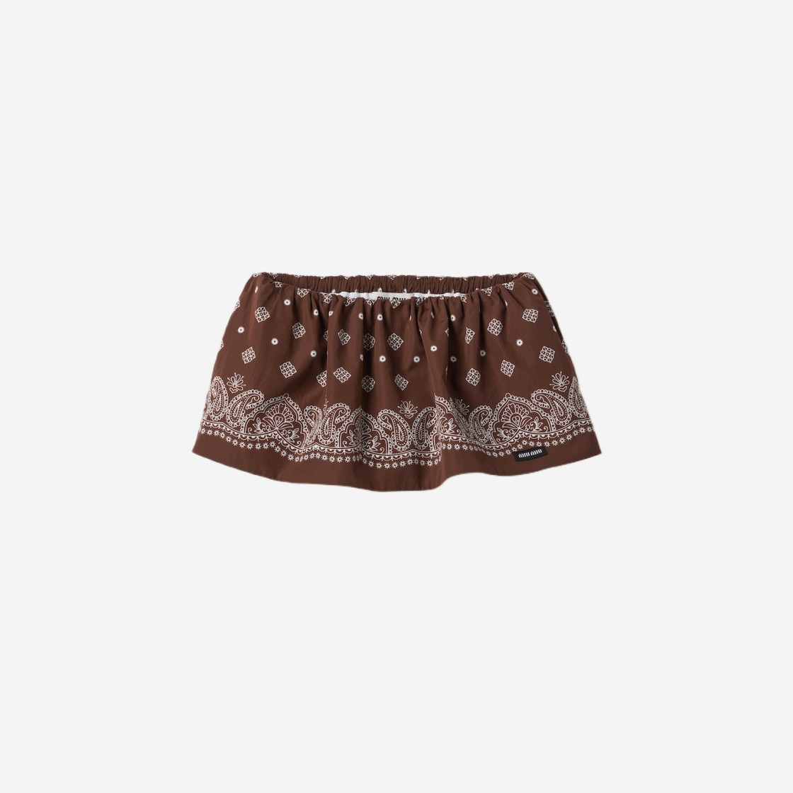 (W) Miu Miu Printed Poplin Mini Skirt Cocoa Brown 상세 이미지 1