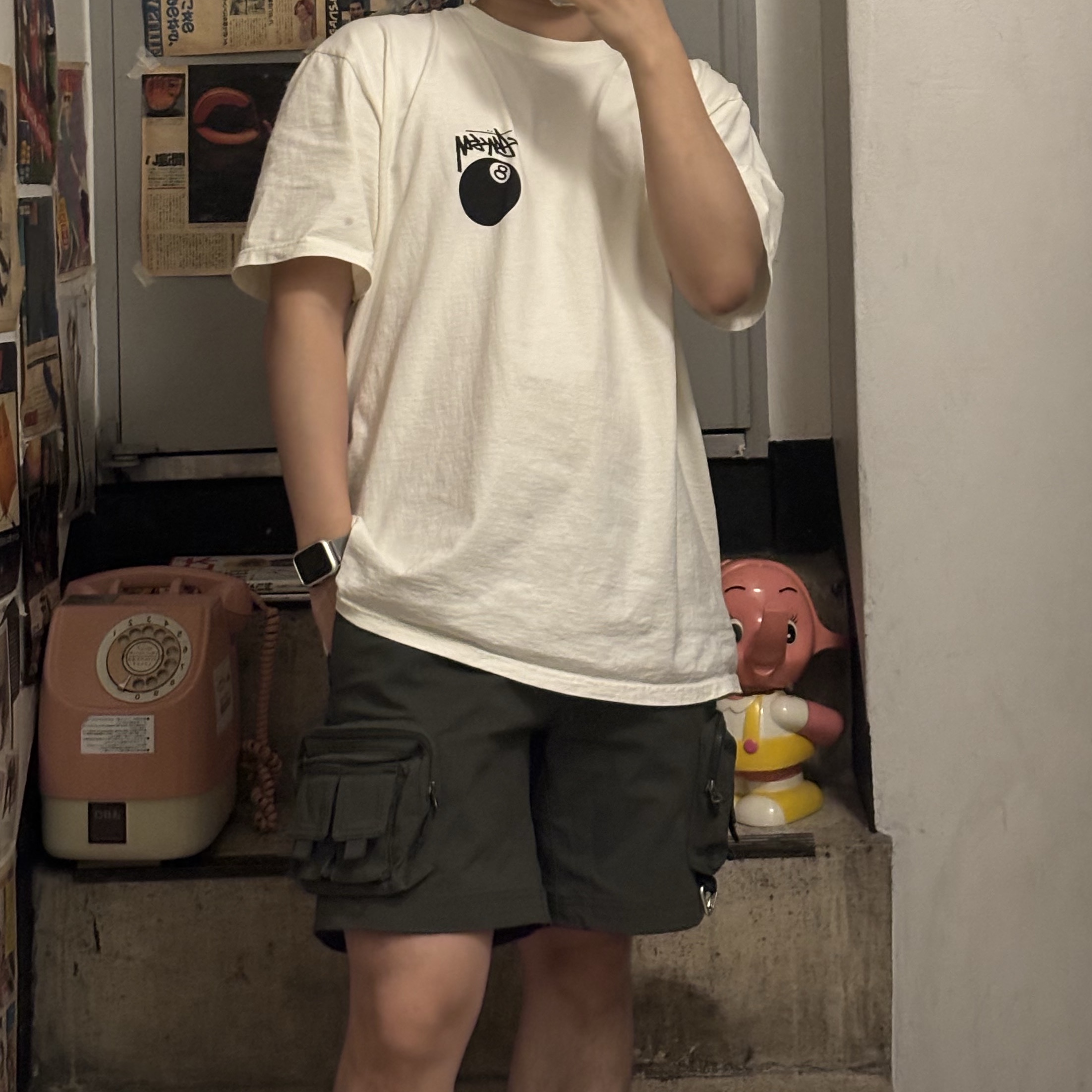 Stussy 8 Ball Pigment Dyed T-Shirt Natural, Nike x Undercover Overbreak SP Overcast 착용 스타일 - 1