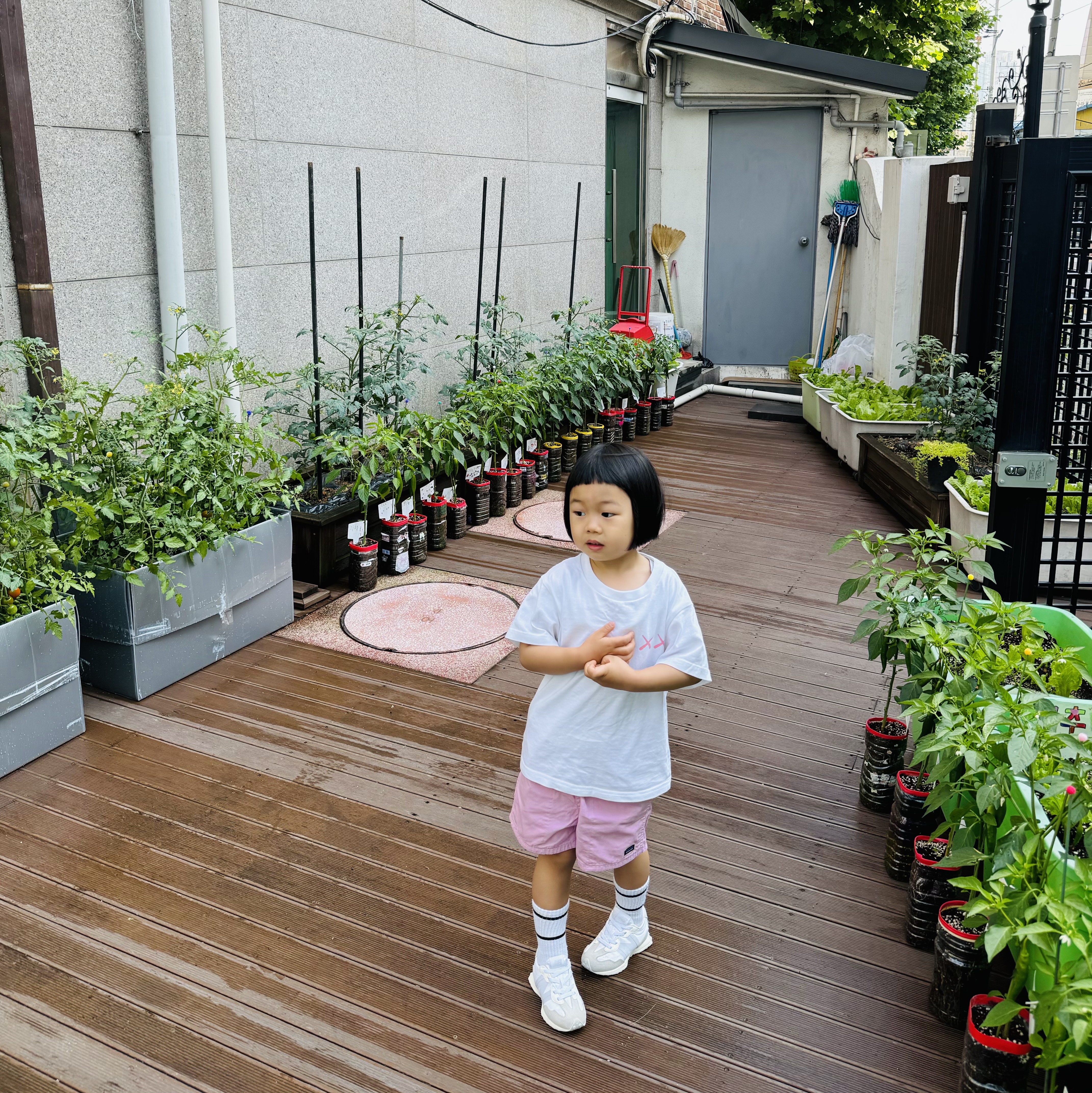 (Kids) Uniqlo UT x Kaws Short Sleeve Graphic T-Shirt White, (Kids) Patagonia Funhoggers Cotton Shorts Sunfade Pink 착용 스타일 - 2