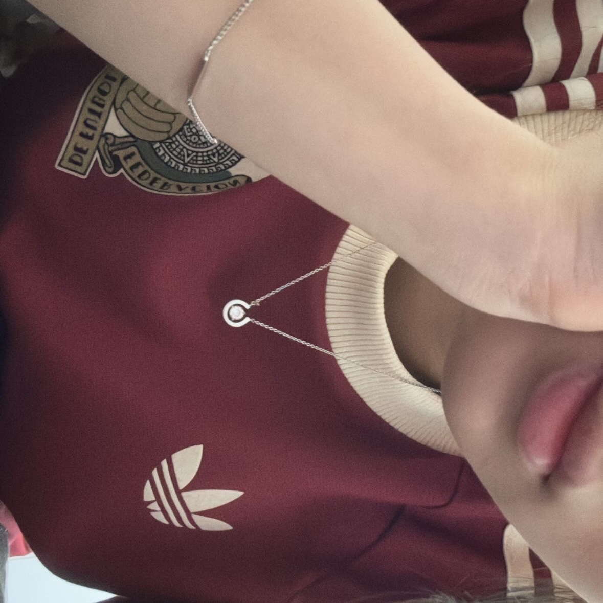 Adidas Mexico Adicolor 3S T-Shirt Noble Maroon - KR Sizing 착용 스타일 - 1