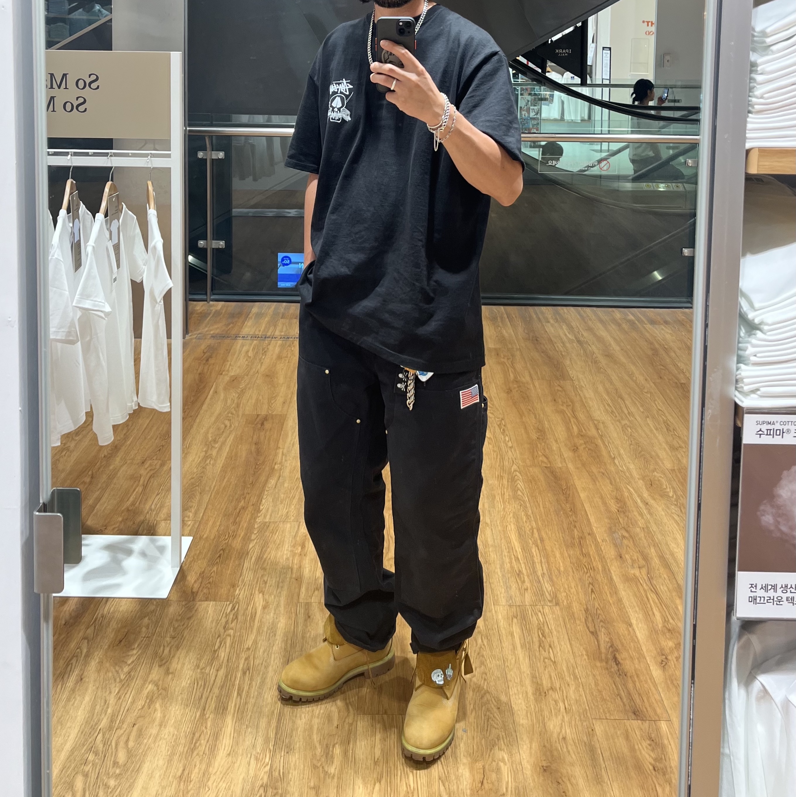 Stussy Fresh Foils T-Shirt Black, Timberland Premium 6 inch Waterproof Boot Wheat Nubuck - Medium 착용 스타일 - 2