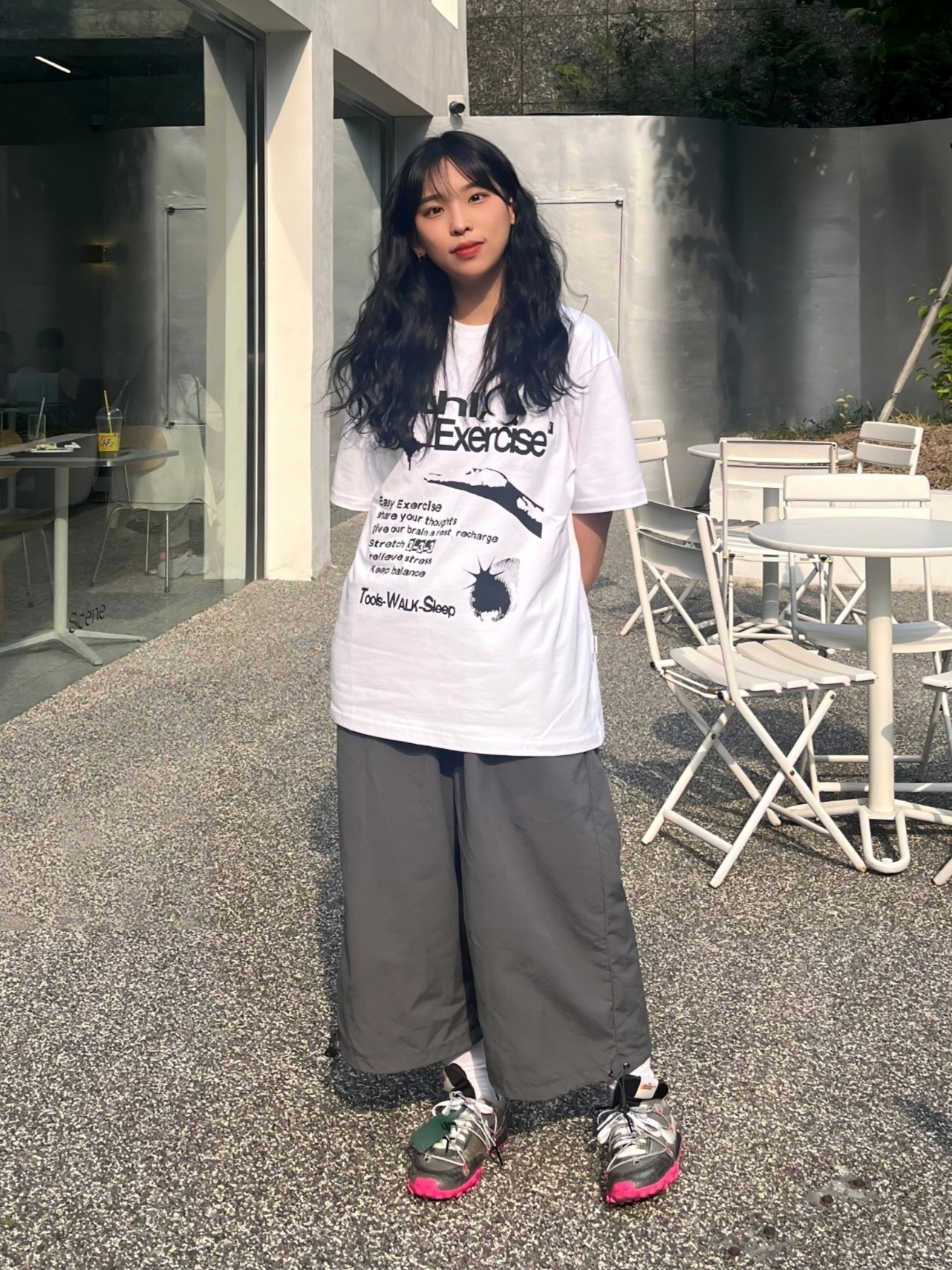 (W) Nike x Off-White Waffle Racer Black 착용 스타일